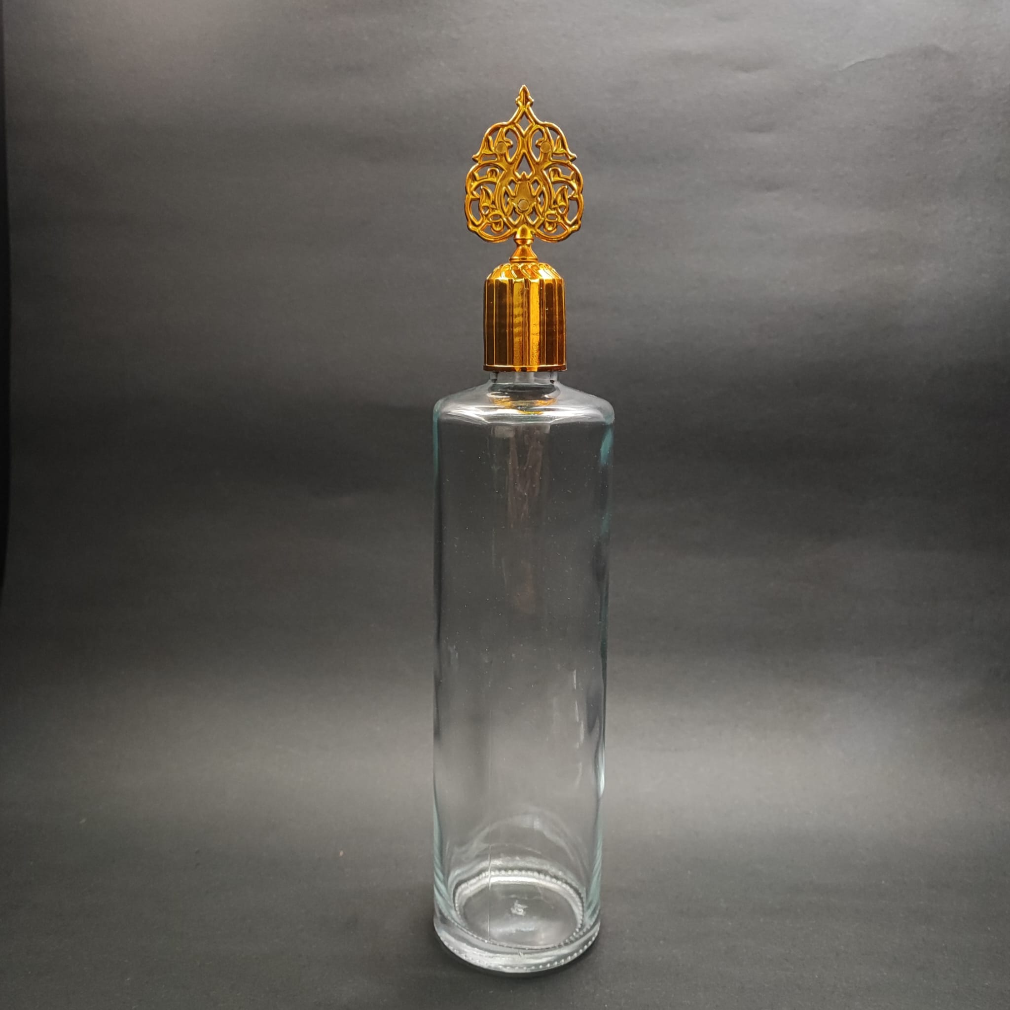 400 Cc Cam Büyük Boy Silindir Kolonya Şişesi - Osmanlı Gold Kapaklı - Tıpalı - Büyük Boy Nostalji Cam Kolonya Şişesi