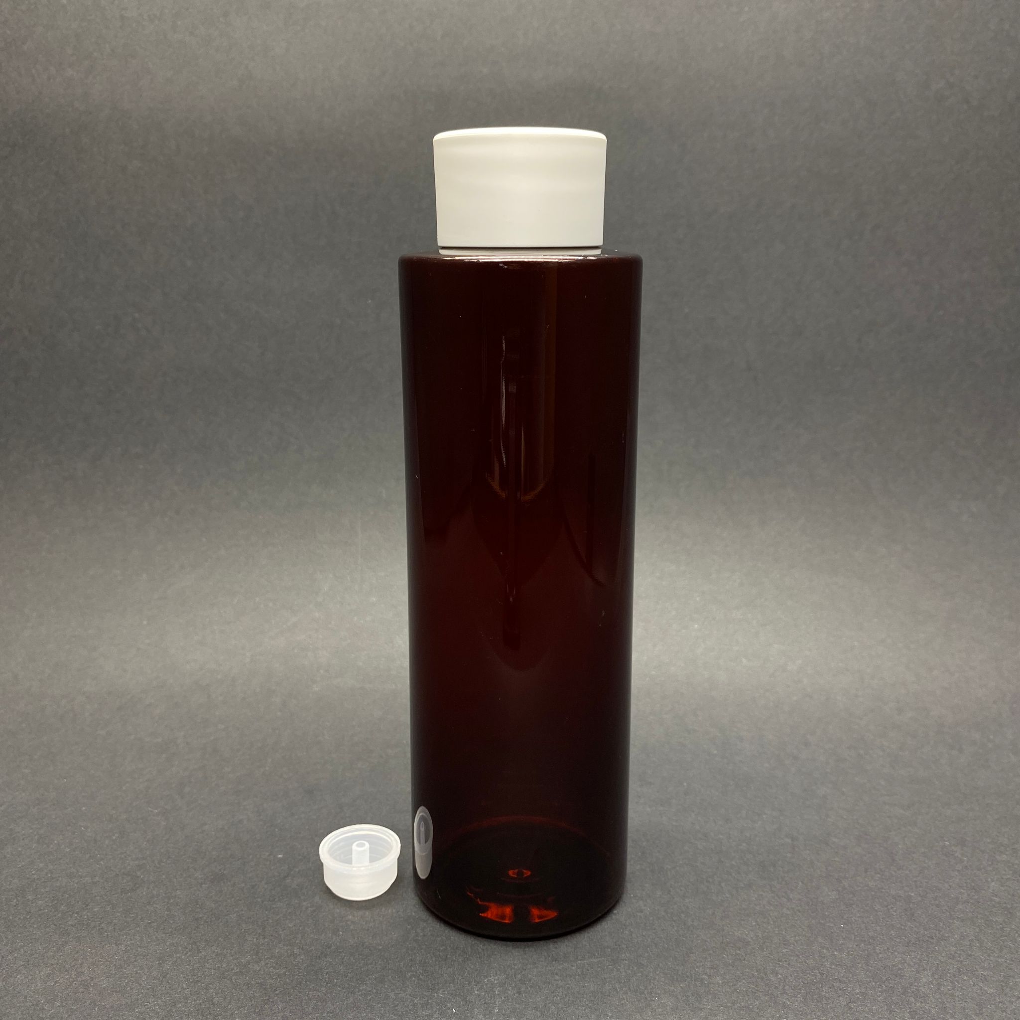 400 Cc Küt Boyunlu Silindir Pet Şişe (30 Gr) - Beyaz Geniş Kolonya Kapaklı + Kolonya Tıpalı - 400 Ml Plastik Şişe - Amber