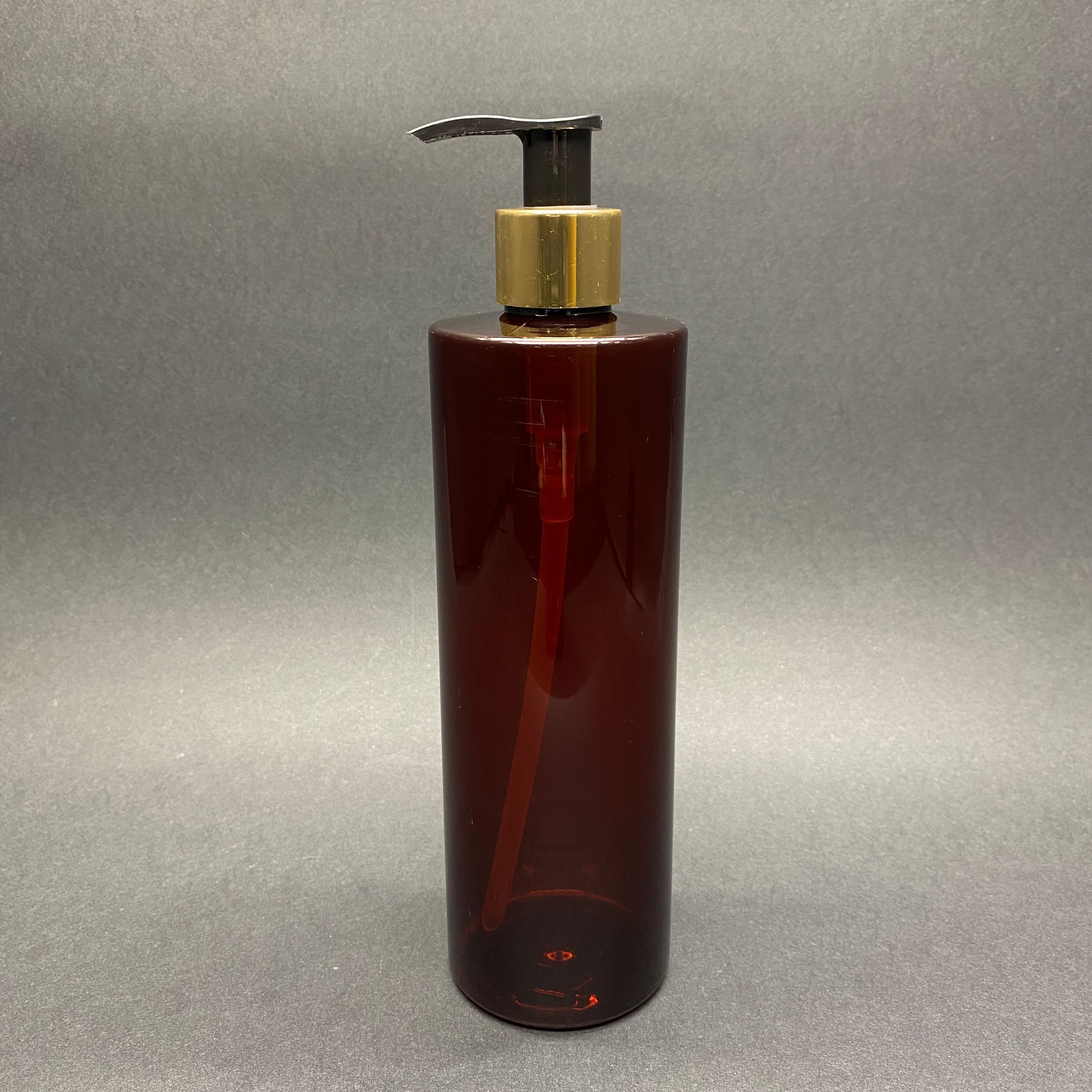 400 Cc Küt Boyunlu Silindir Pet Şişe (30 Gr) - Gold Sıvı Sabun Pompalı - 400 Ml Plastik Şişe - Amber