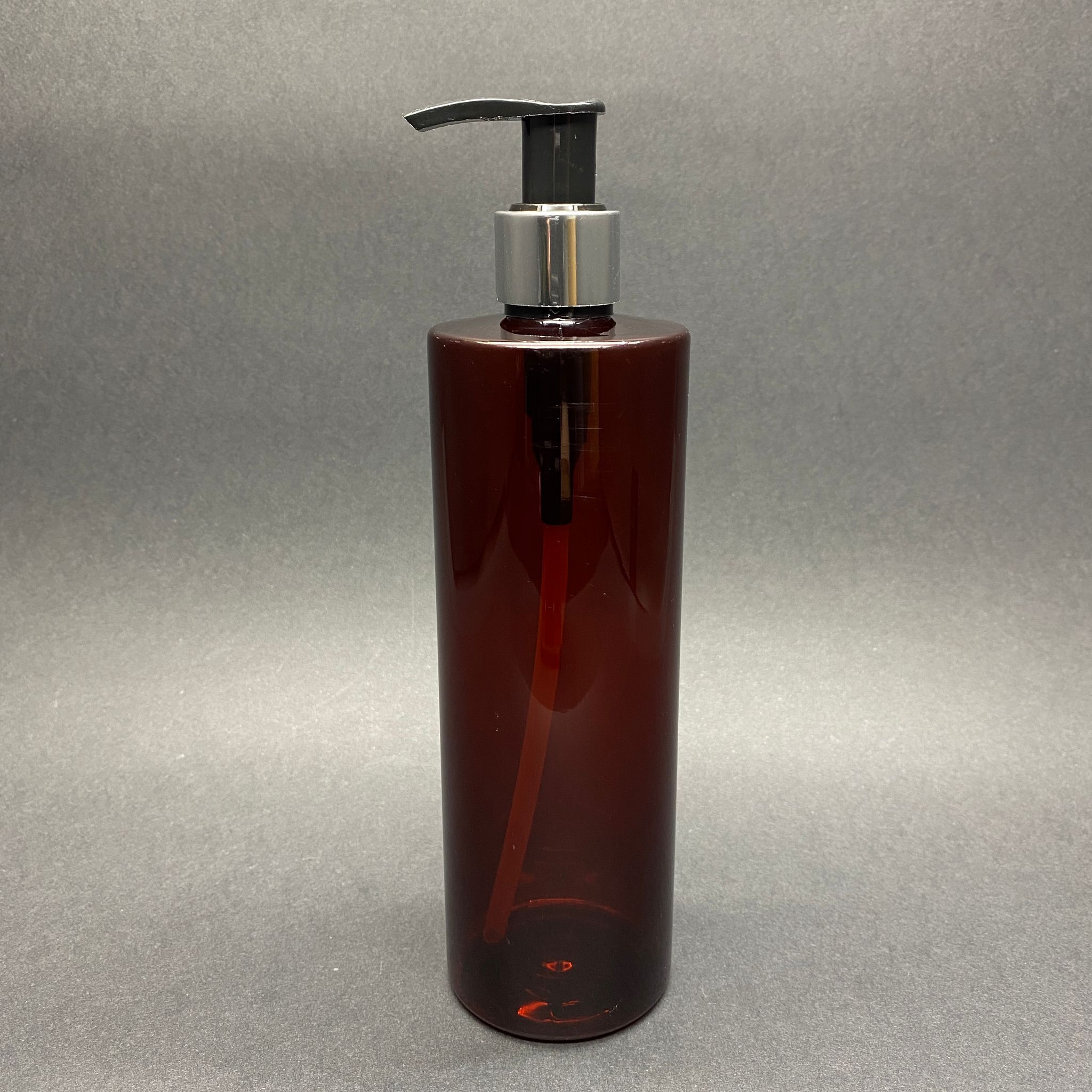 400 Cc Küt Boyunlu Silindir Pet Şişe (30 Gr) - Gümüş Sıvı Sabun Pompalı - 400 Ml Plastik Şişe - Amber