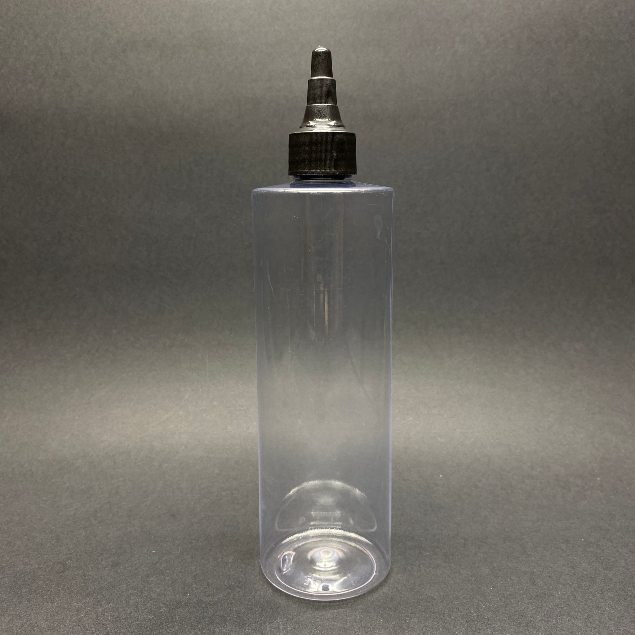 400 Cc Küt Boyunlu Silindir Pet Şişe (30 Gr) - Siyah Asansör Akıtıcı Kapaklı - 400 Ml Plastik Şişe - Şeffaf
