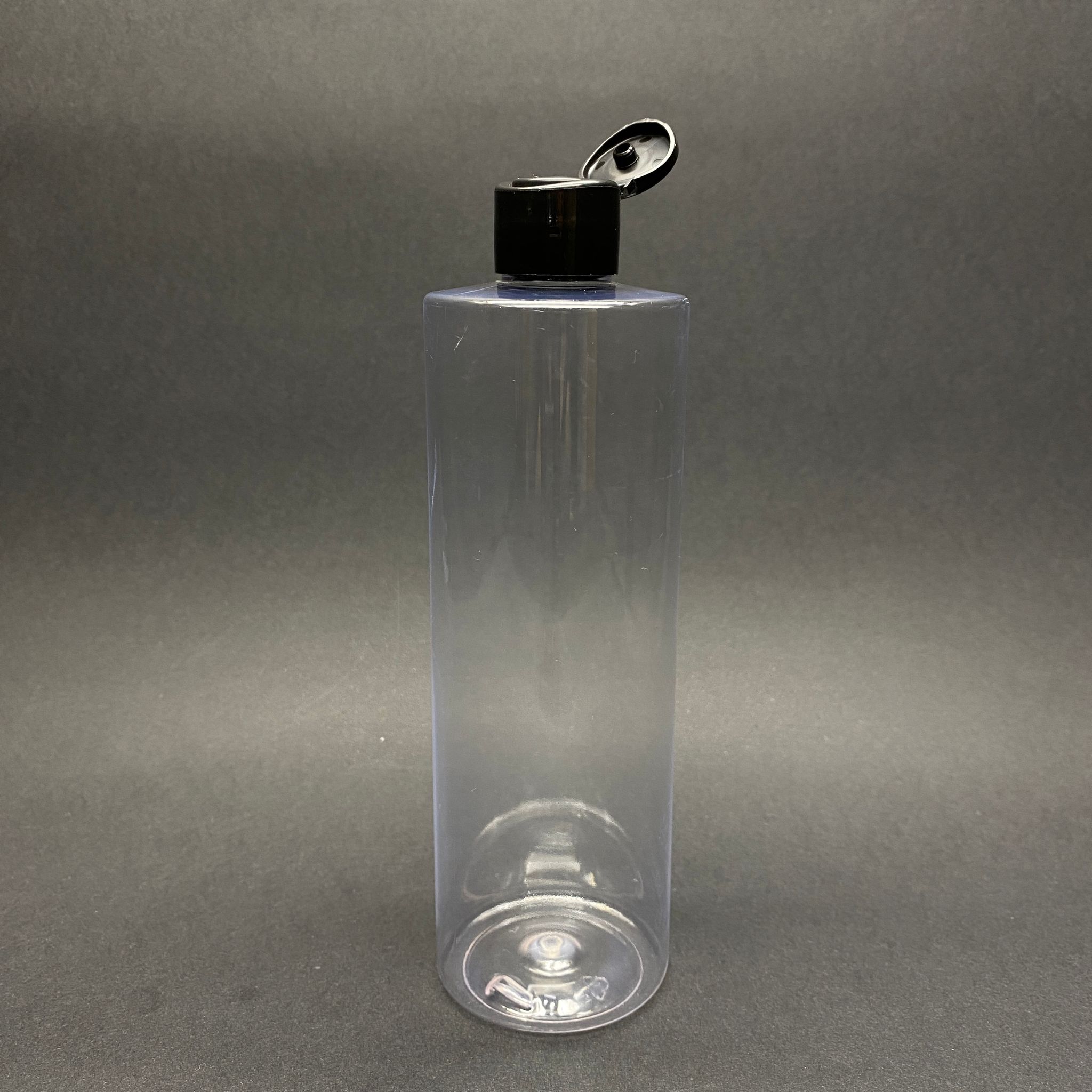 400 Cc Küt Boyunlu Silindir Pet Şişe (30 Gr) - Siyah Farmasi Model Fliptop Akıtıcı Kapaklı - 400 Ml Plastik Şişe - Şeffaf