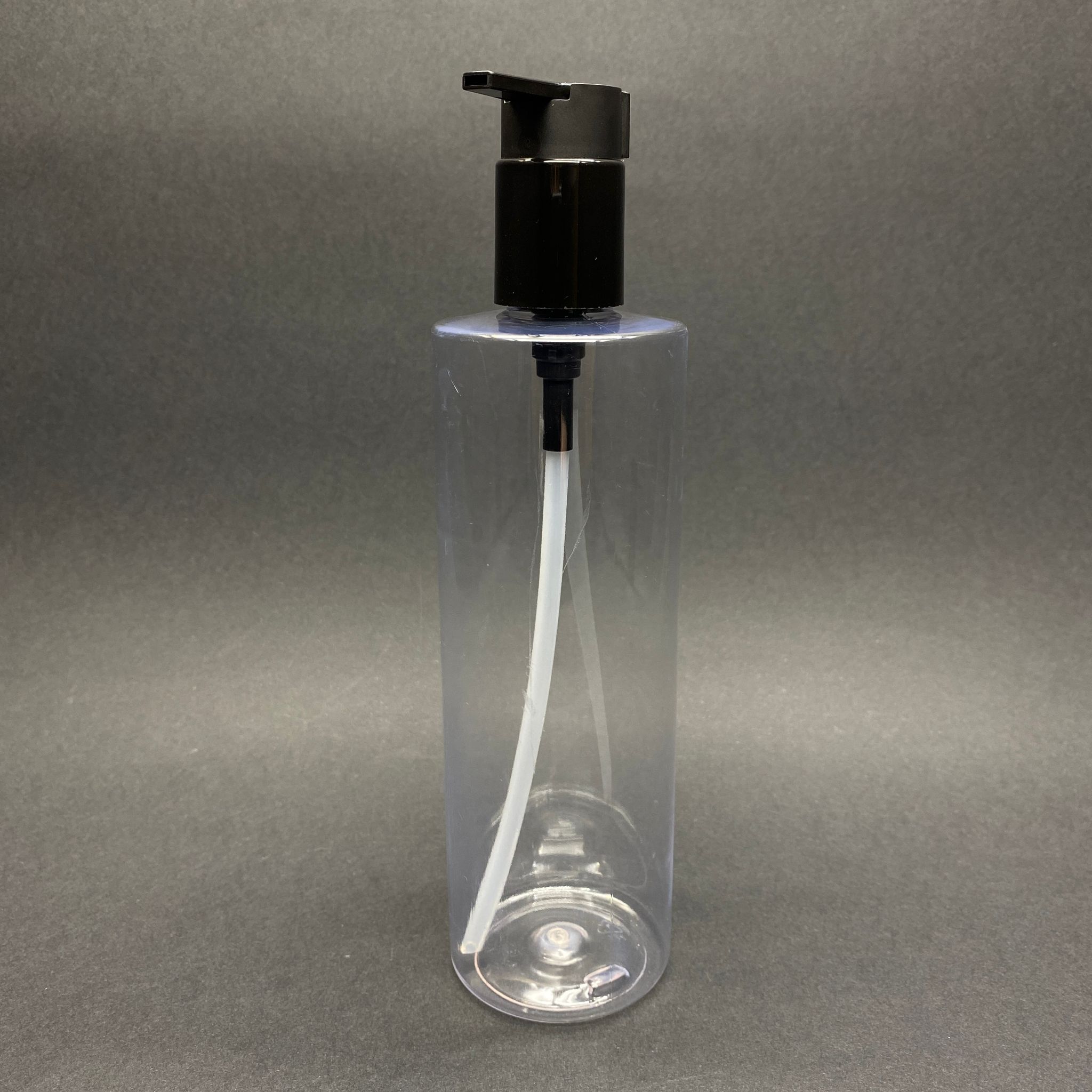 400 Cc Küt Boyunlu Silindir Pet Şişe (30 Gr) - Siyah Xavıer Pompalı - Serum, Losyon, Krem Pompalı Pompalı - 400 Ml Plastik Şişe - Şeffaf