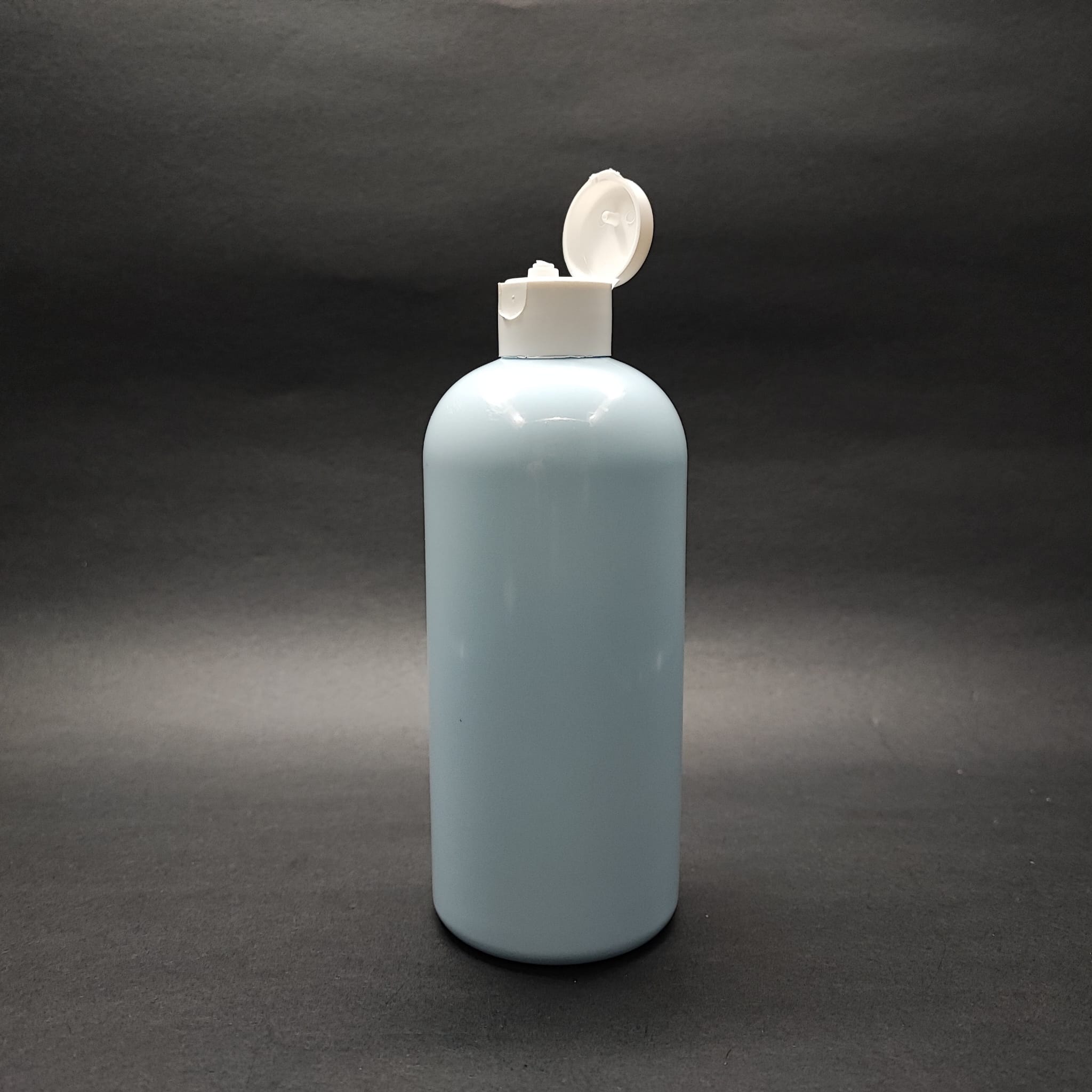 400 Cc Oval Boyunlu Silindir Pet Şişe (30 Gr) - Beyaz Fliptop Şampuan Kapaklı - 400 Ml Plastik Şişe - Bebek Mavisi