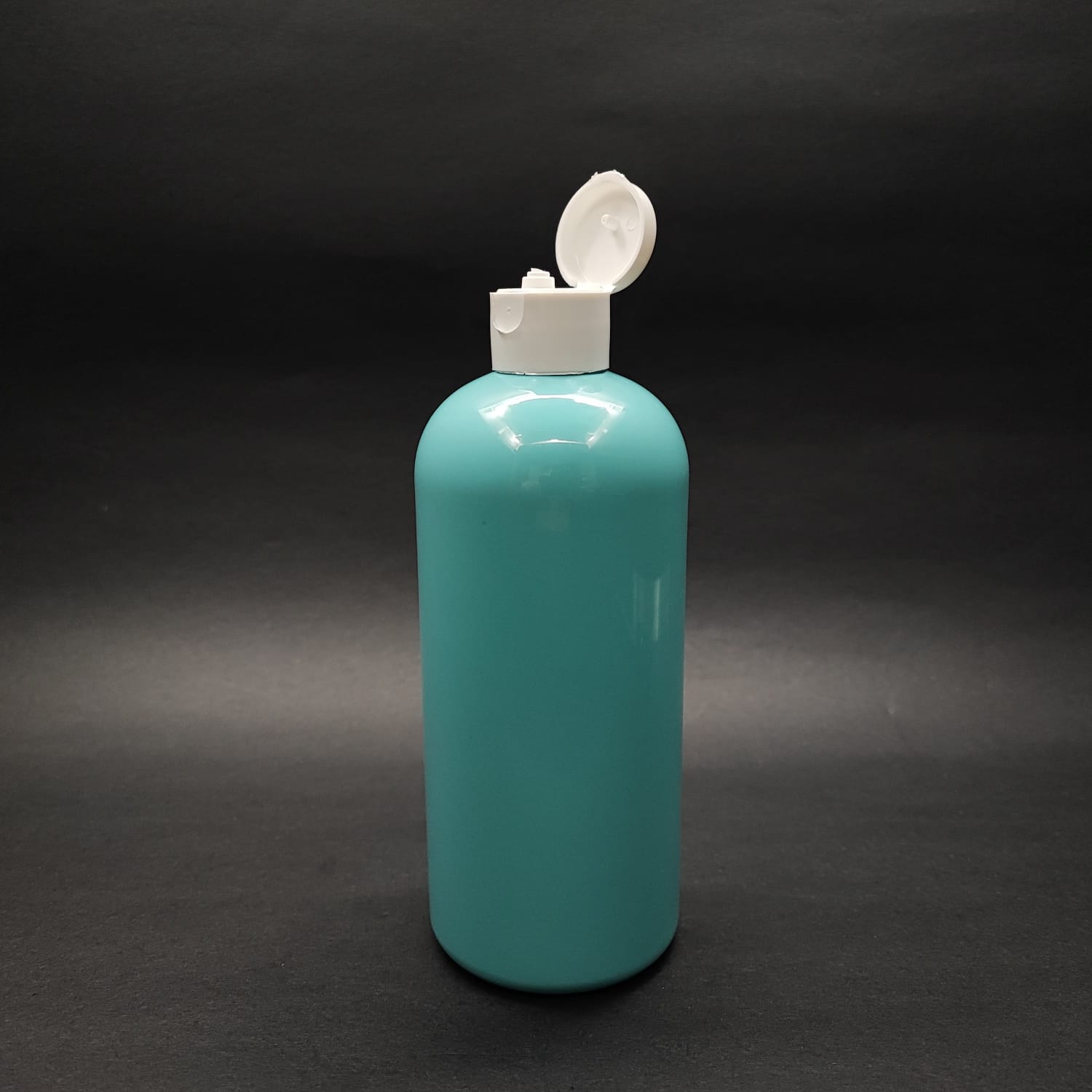 400 Cc Oval Boyunlu Silindir Pet Şişe (30 Gr) - Beyaz Fliptop Şampuan Kapaklı - 400 Ml Plastik Şişe - Turkuaz