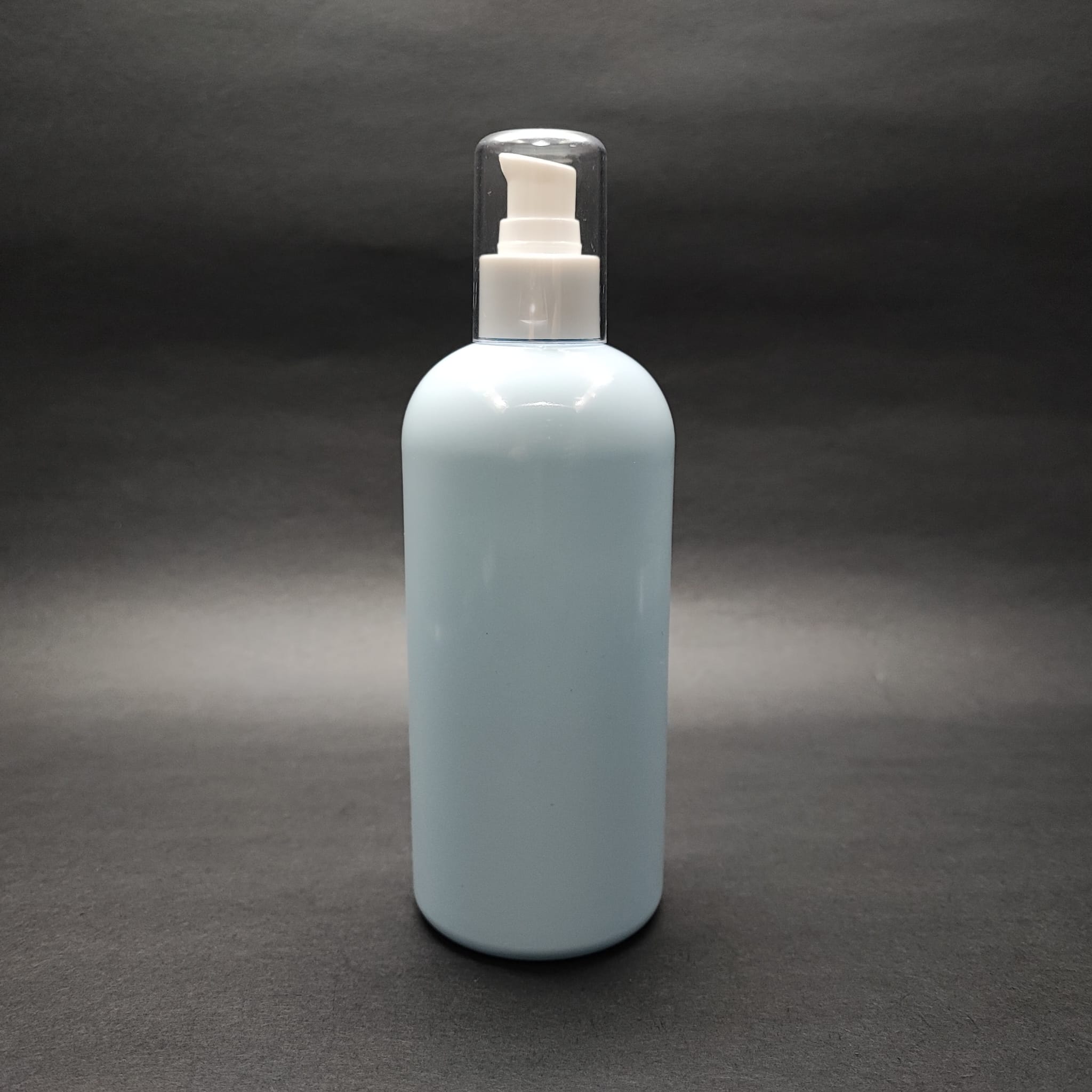 400 Cc Oval Boyunlu Silindir Pet Şişe (30 Gr) - Beyaz Losyon Pompalı - 400 Ml Plastik Şişe - Bebek Mavisi
