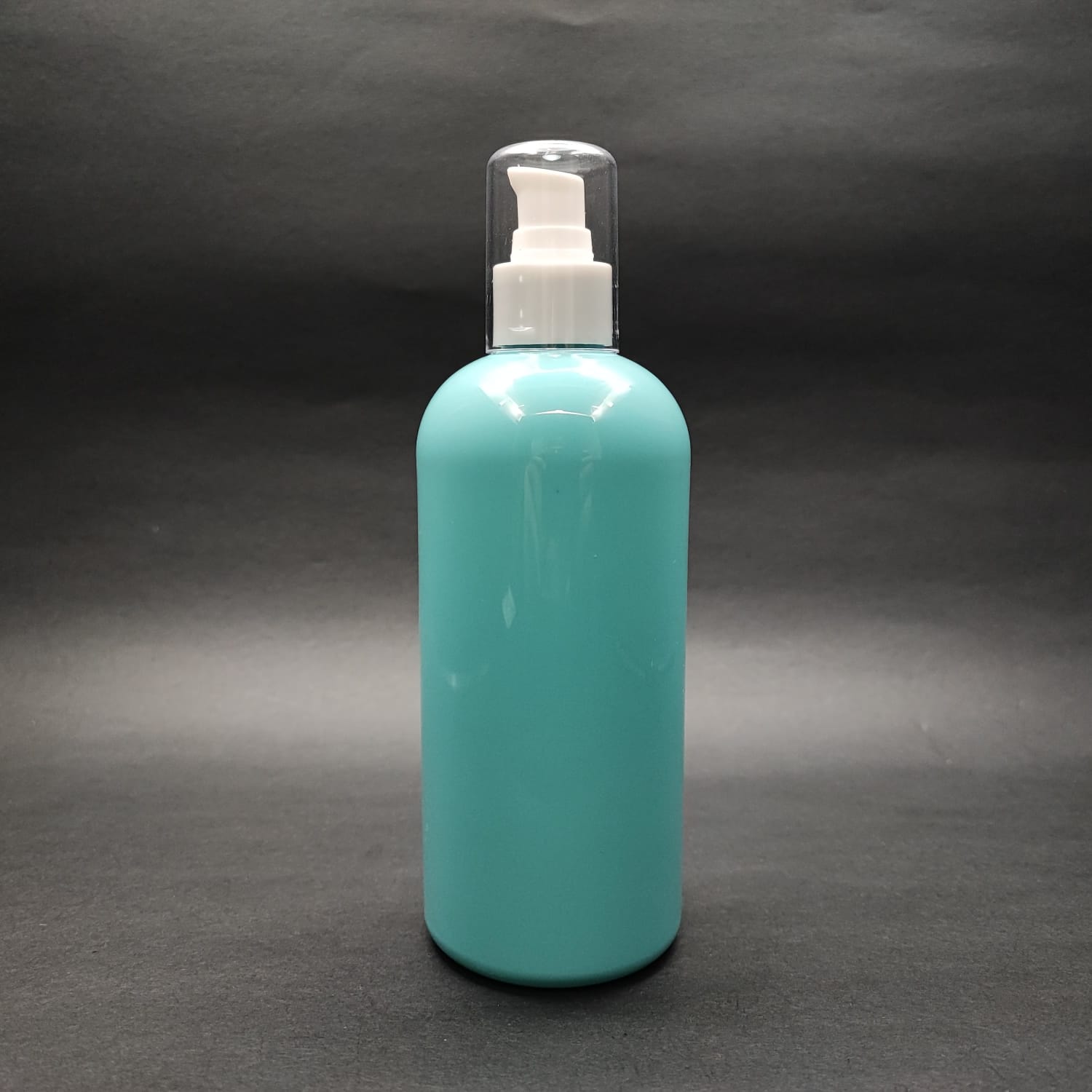 400 Cc Oval Boyunlu Silindir Pet Şişe (30 Gr) - Beyaz Losyon Pompalı - 400 Ml Plastik Şişe - Turkuaz