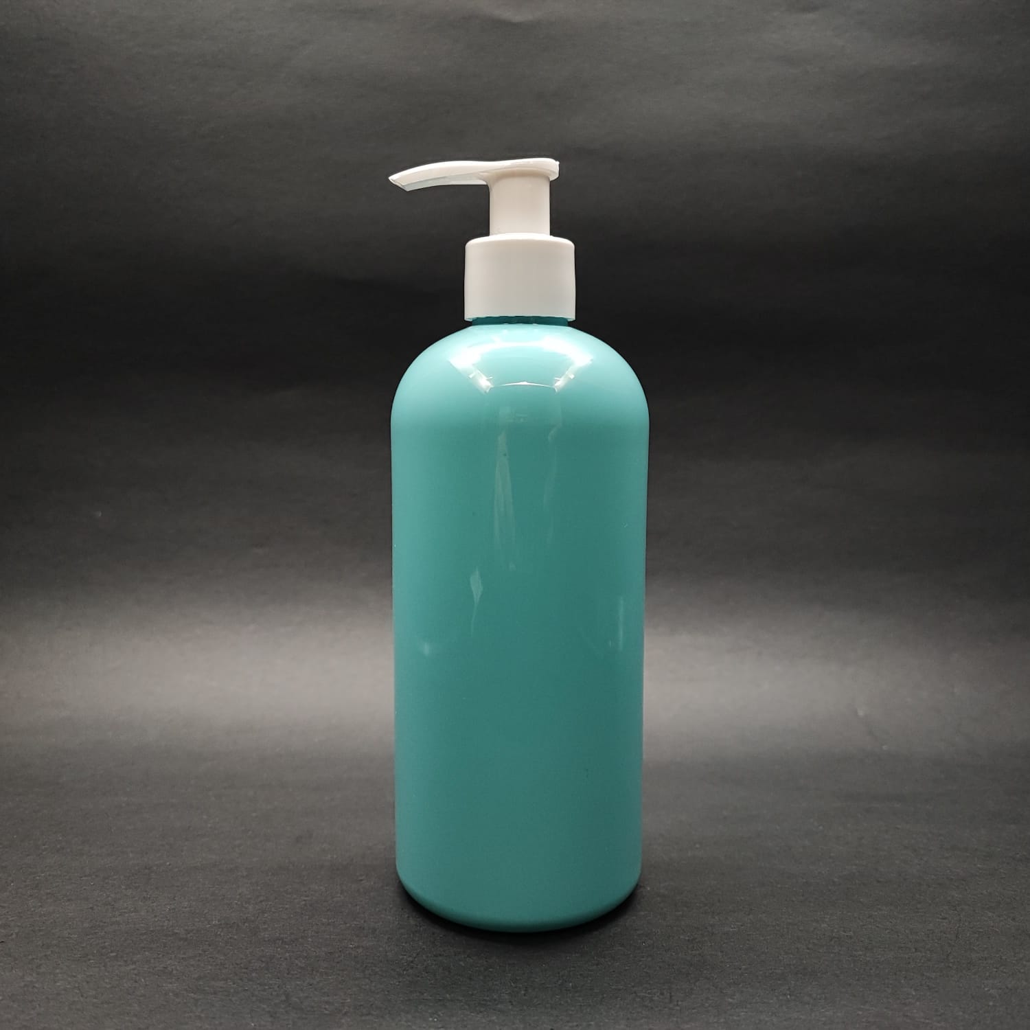 400 Cc Oval Boyunlu Silindir Pet Şişe (30 Gr) - Beyaz Pompalı - 400 Ml Plastik Şişe - Turkuaz
