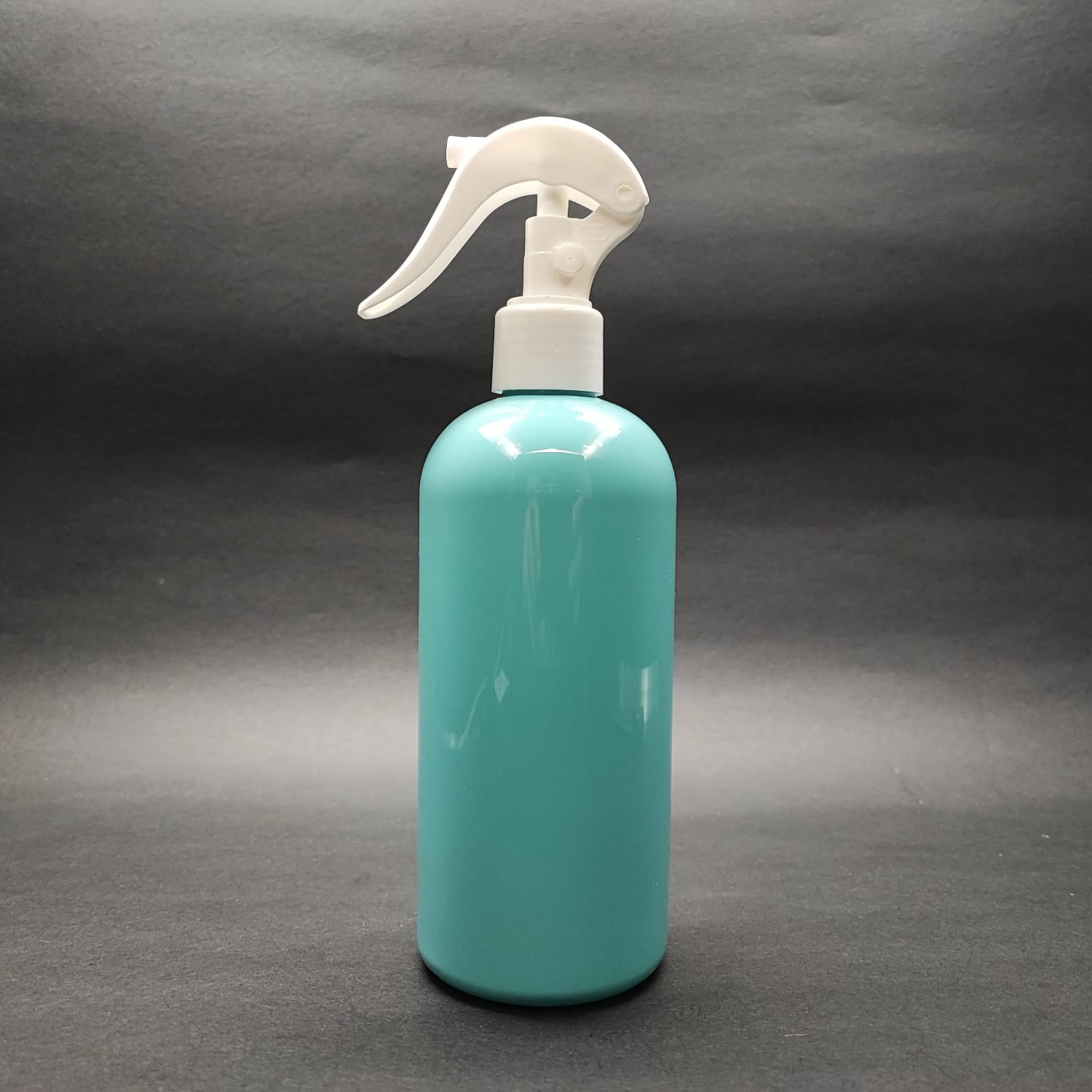 400 Cc Oval Boyunlu Silindir Pet Şişe (30 Gr) - Beyaz Triger Spreyli - 400 Ml Plastik Şişe - Turkuaz