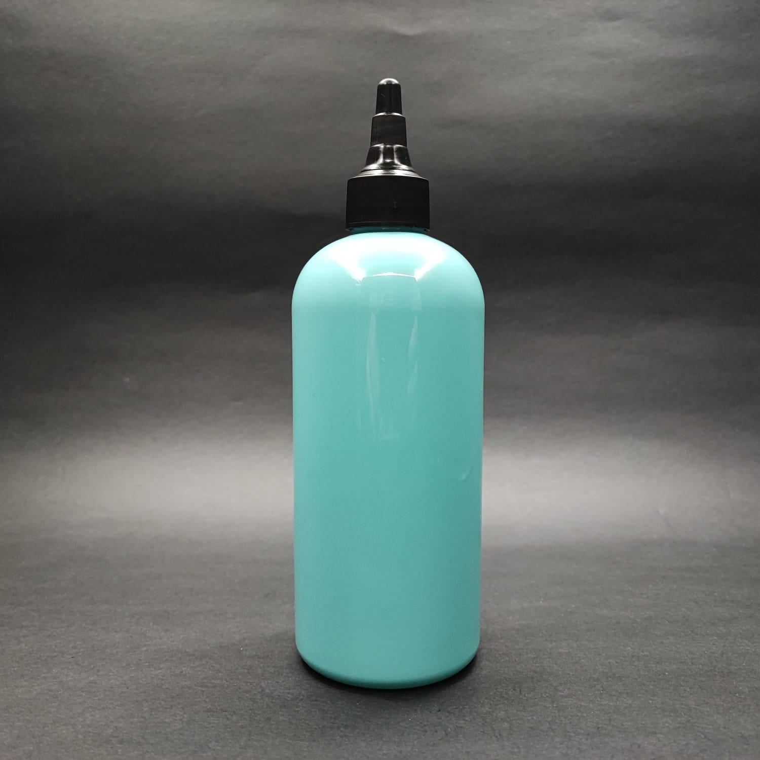 400 Cc Oval Boyunlu Silindir Pet Şişe (30 Gr) - Siyah Asansör Kapaklı - 400 Ml Plastik Şişe - Turkuaz