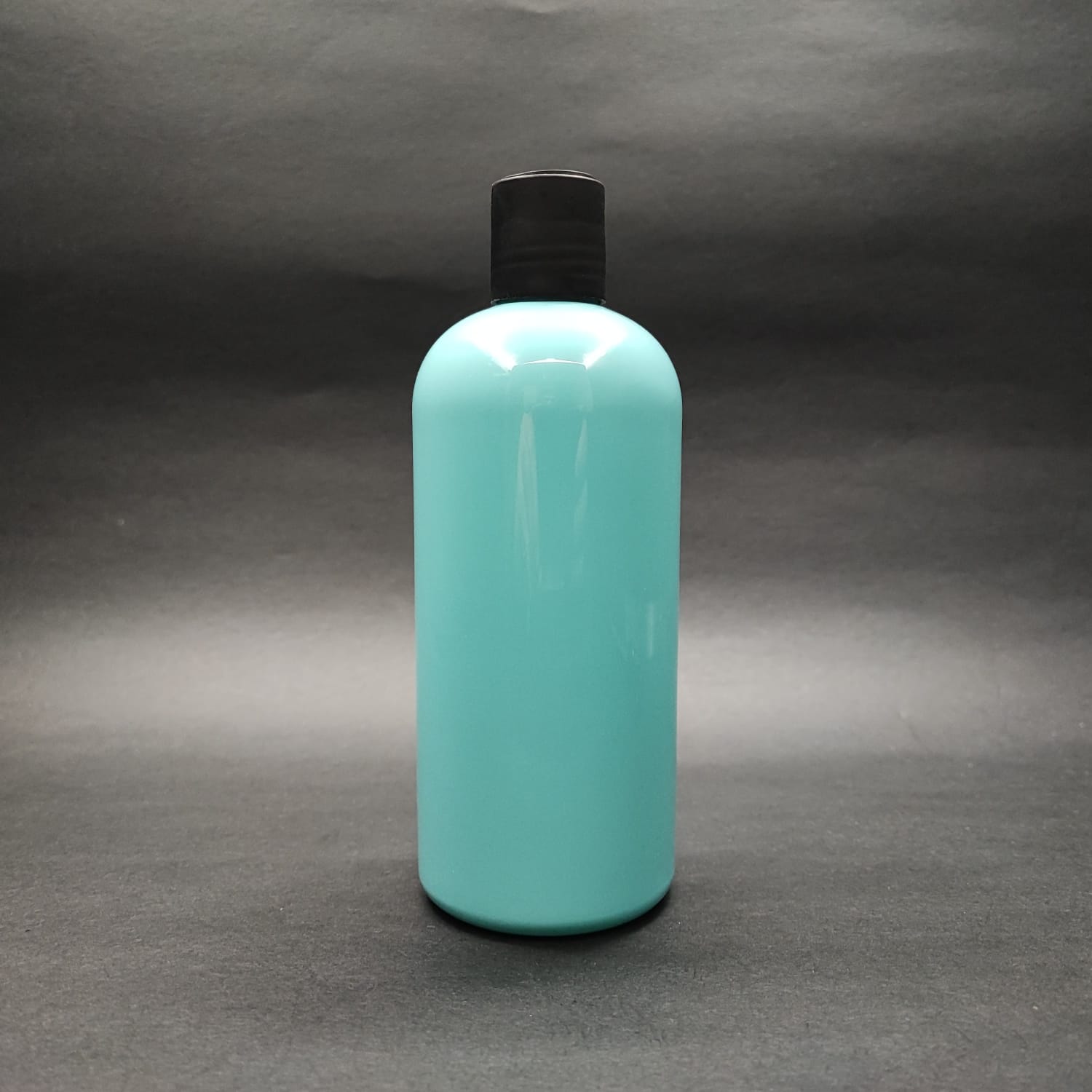 400 Cc Oval Boyunlu Silindir Pet Şişe (30 Gr) - Siyah Disktop Şampuan Kapaklı - 400 Ml Plastik Şişe - Turkuaz
