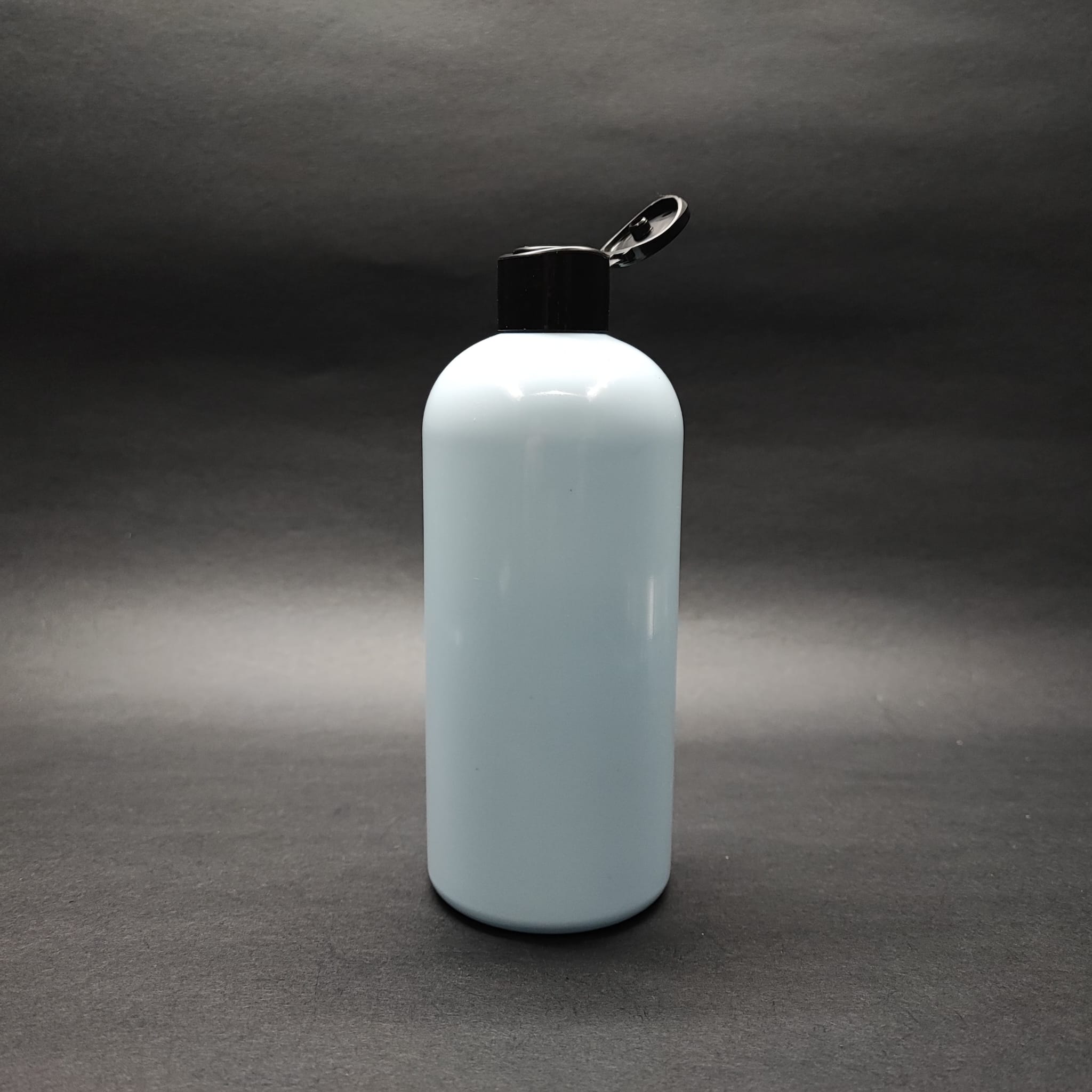 400 Cc Oval Boyunlu Silindir Pet Şişe (30 Gr) - Siyah Farmasi Model Fliptop Şampuan Kapaklı - 400 Ml Plastik Şişe - Bebek Mavisi