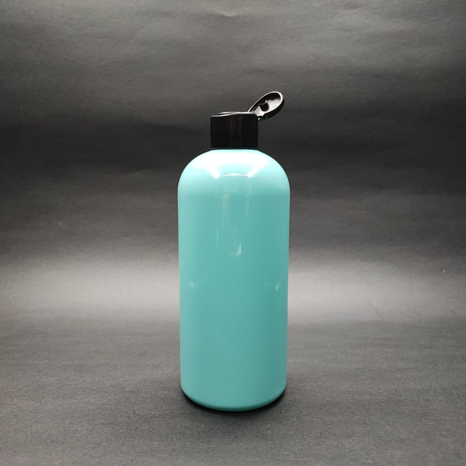 400 Cc Oval Boyunlu Silindir Pet Şişe (30 Gr) - Siyah Farmasi Model Fliptop Şampuan Kapaklı - 400 Ml Plastik Şişe - Turkuaz