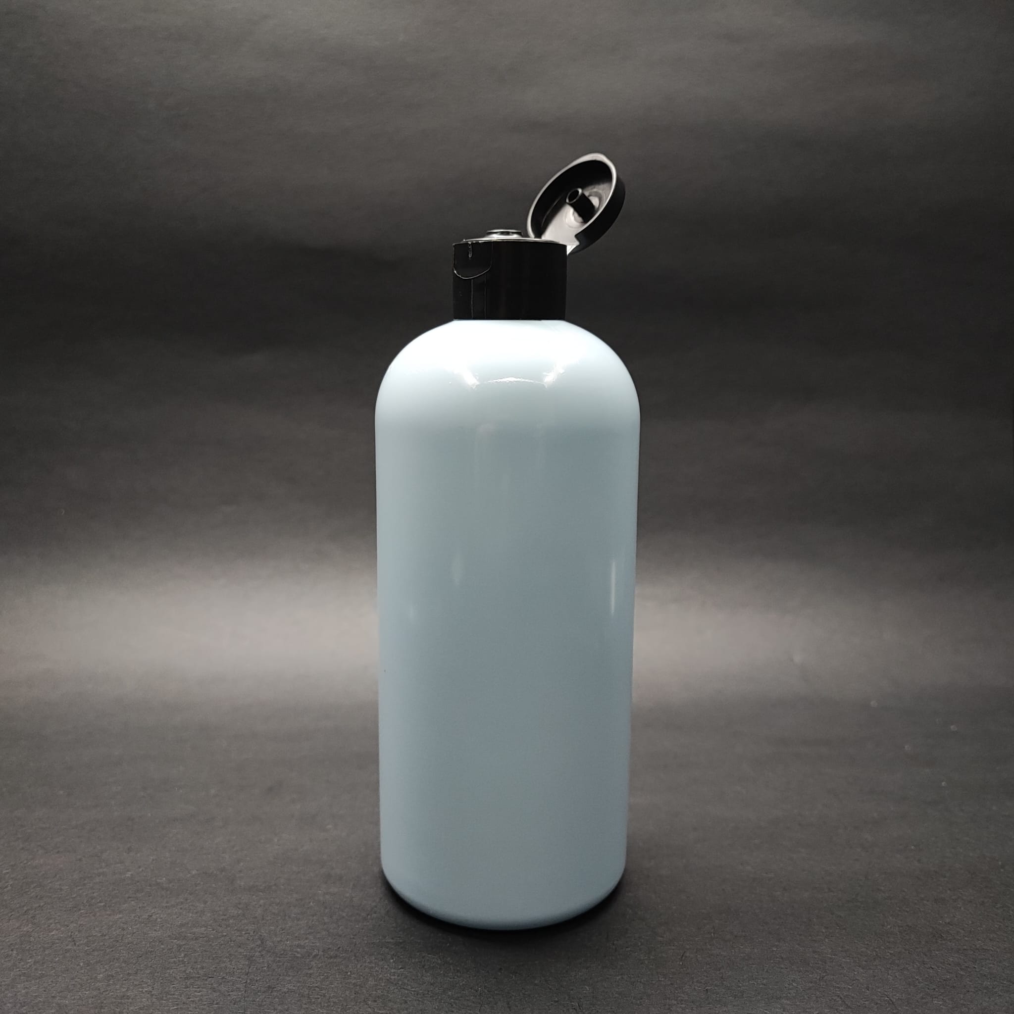 400 Cc Oval Boyunlu Silindir Pet Şişe (30 Gr) - Siyah Fliptop Şampuan Kapaklı - 400 Ml Plastik Şişe - Bebek Mavisi
