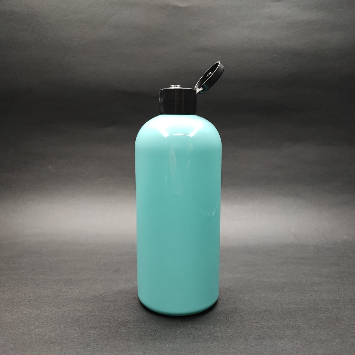 400 Cc Oval Boyunlu Silindir Pet Şişe (30 Gr) - Siyah Fliptop Şampuan Kapaklı - 400 Ml Plastik Şişe - Turkuaz