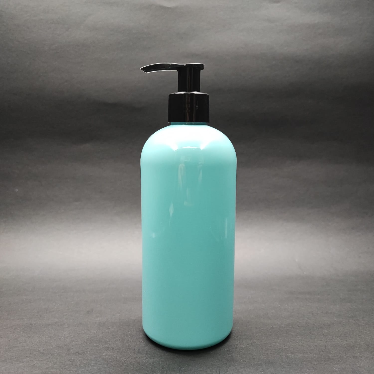 400 Cc Oval Boyunlu Silindir Pet Şişe (30 Gr) - Siyah Pompalı - 400 Ml Plastik Şişe - Turkuaz
