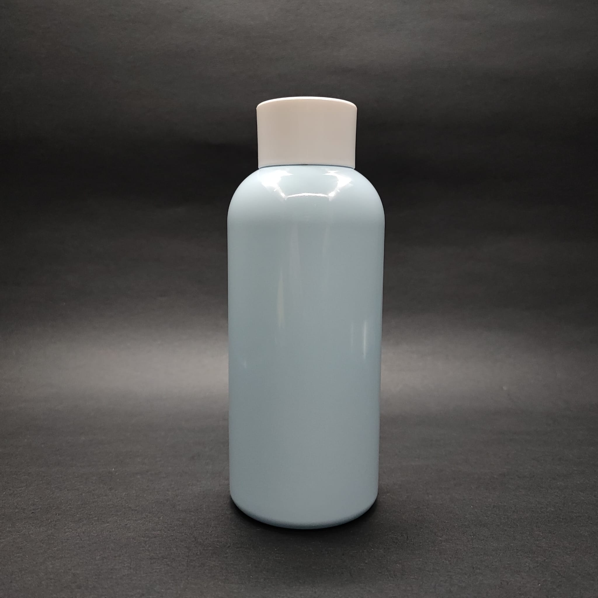 400 Cc Oval Boyunlu Uzun Silindir Pet Şişe (30 Gr) - Beyaz Kolonya Losyon Kapak + Tıpa - 400 Ml Plastik Şişe - Bebek Mavisi