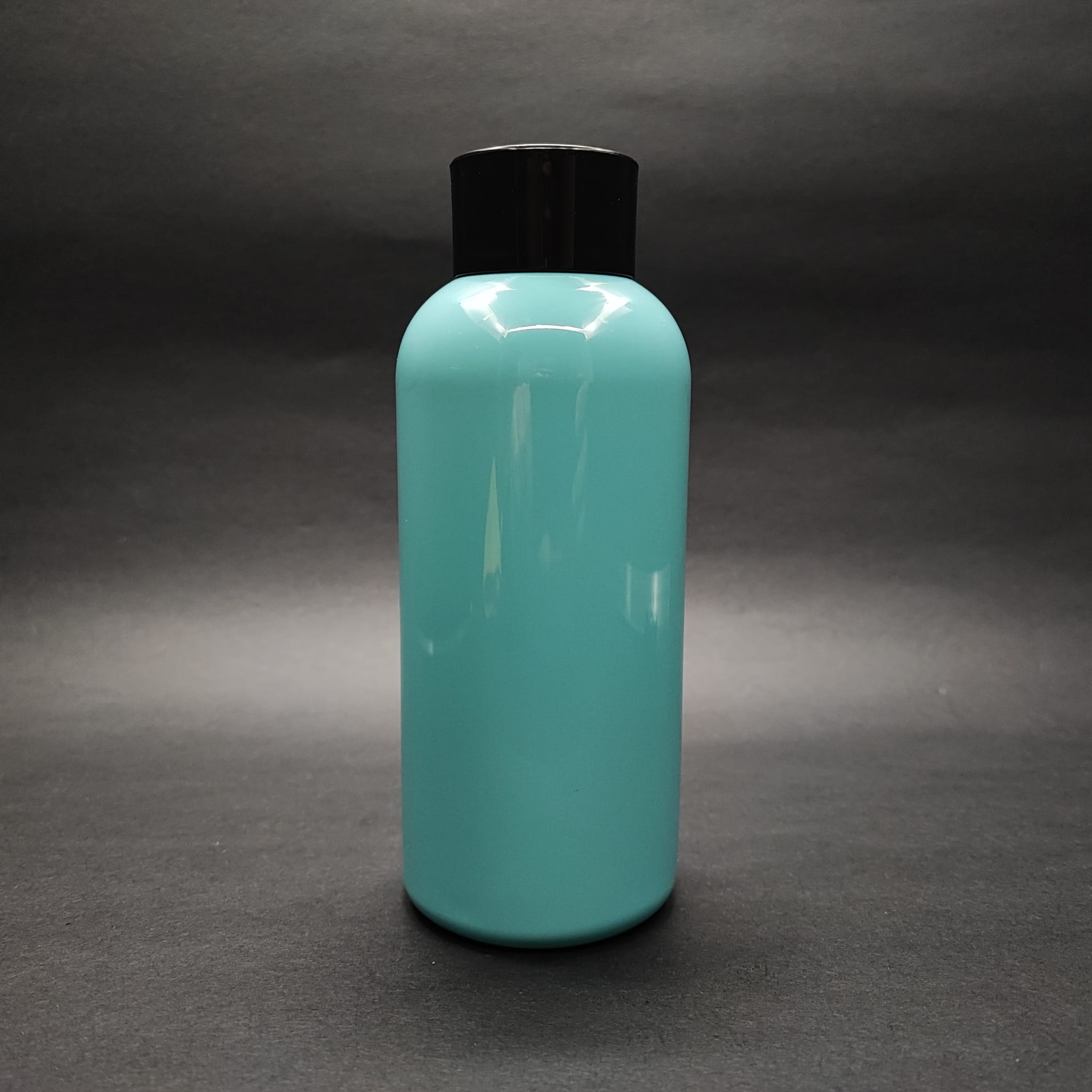 400 Cc Oval Boyunlu Uzun Silindir Pet Şişe (30 Gr) - Siyah Kolonya Losyon Kapak + Tıpa - 400 Ml Plastik Şişe - Turkuaz