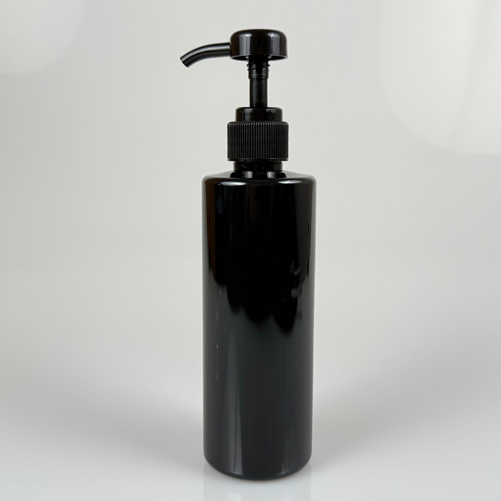 400 Cc Pet Siyah Silindir Model Şişe - Siyah Dozaj Pompalı (Her Basmada 4 Cc Sıvı Atar)  - 400 Ml Pompalı Şişe - Şurup, Şampuan, Krem Gibi Yoğun Kıvamlı Sıvılarda Kullanılır