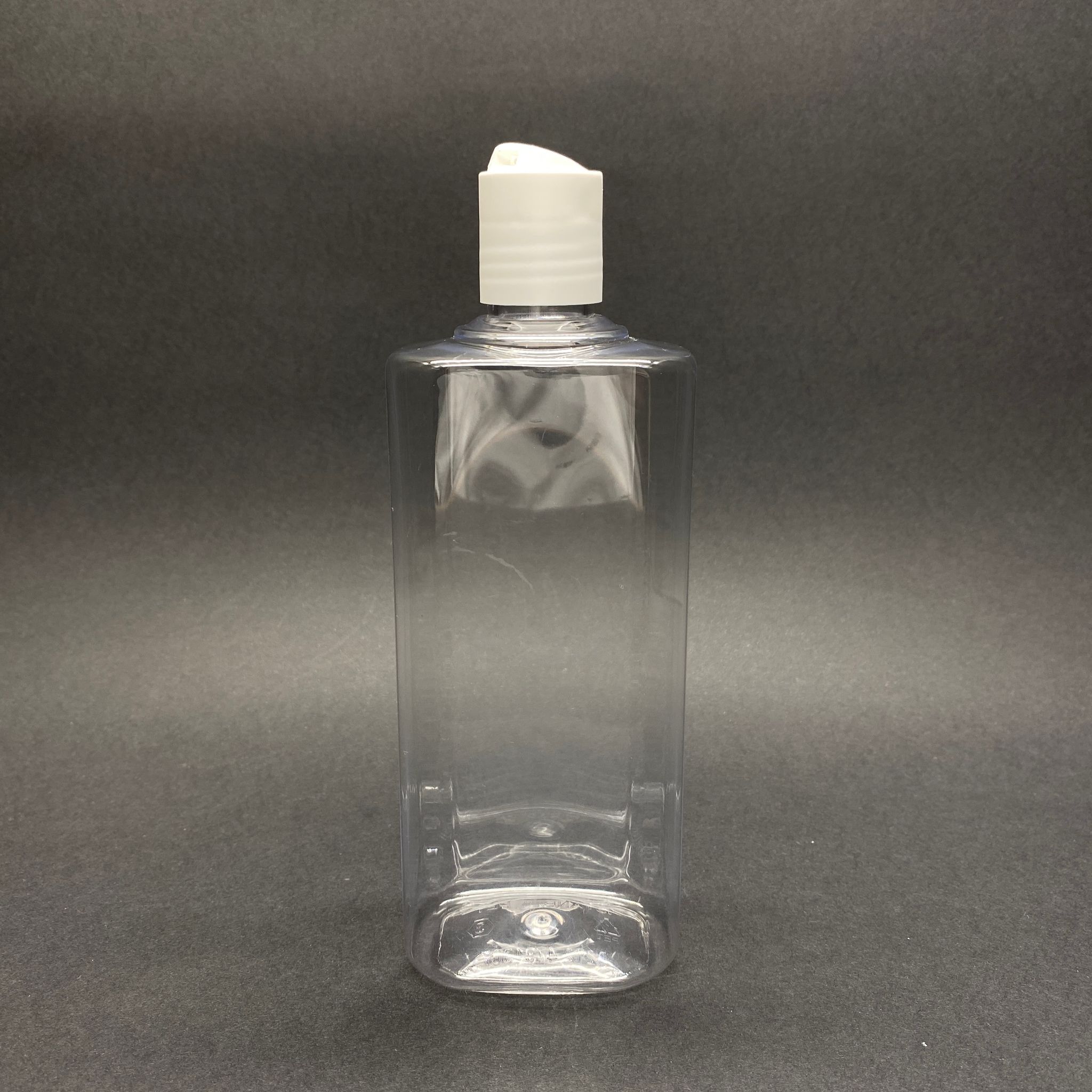 400 Cc Pet Yassı Model Şampuan Şişesi - Şeffaf - Beyaz Disktop Kapaklı - 400 Ml Boş Plastik Şampuan Şişesi