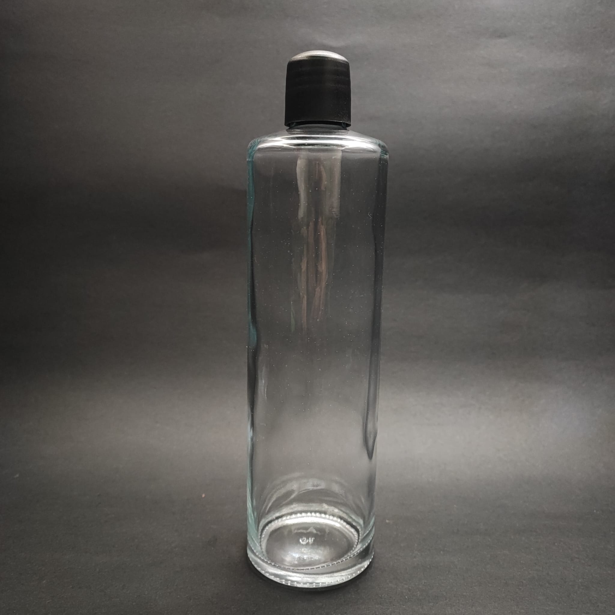 400 Cc Silindir Cam Kolonya Şişesi - Siyah Kapaklı + Tıpalı - 400 Ml Cam Kolonya Şişesi