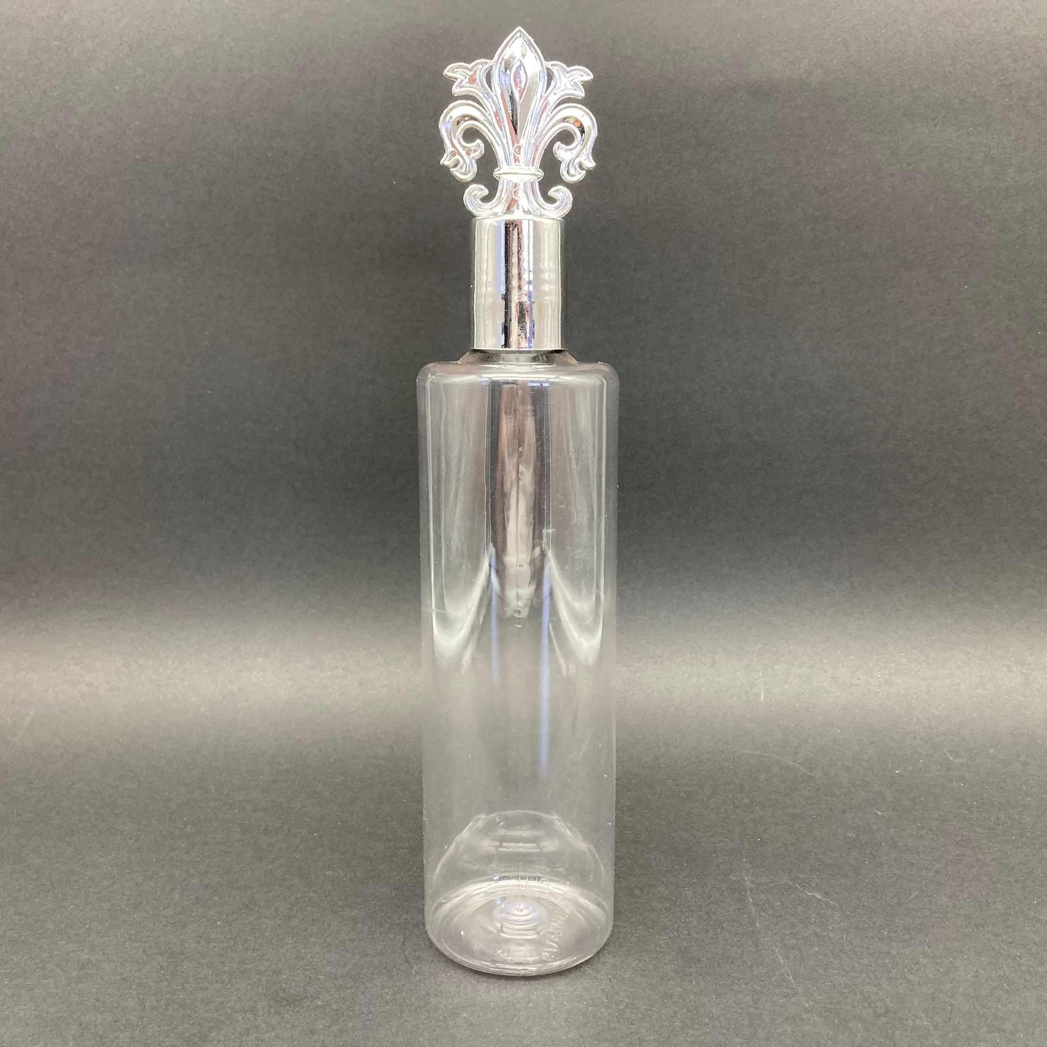 400 Cc Silindir Uzun Model Pet Şişe - Gümüş Osmanlı Kapaklı Tıpalı - 400 Ml Plastik Kolonya Şişesi
