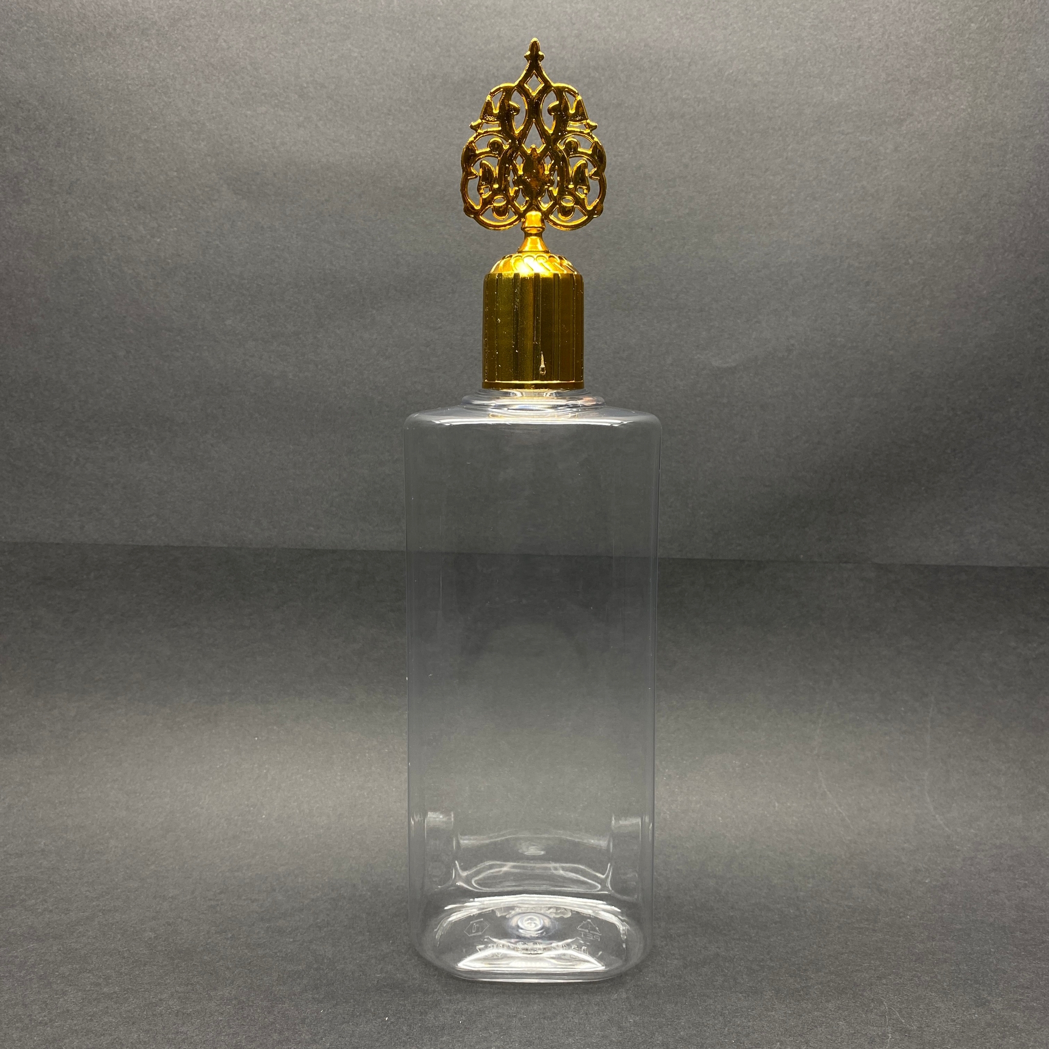 400 Cc Yassı Model Pet Şişe - Gold Osmanlı Kapaklı Tıpalı - 400 Ml Plastik Boş Kolonya Şişesi