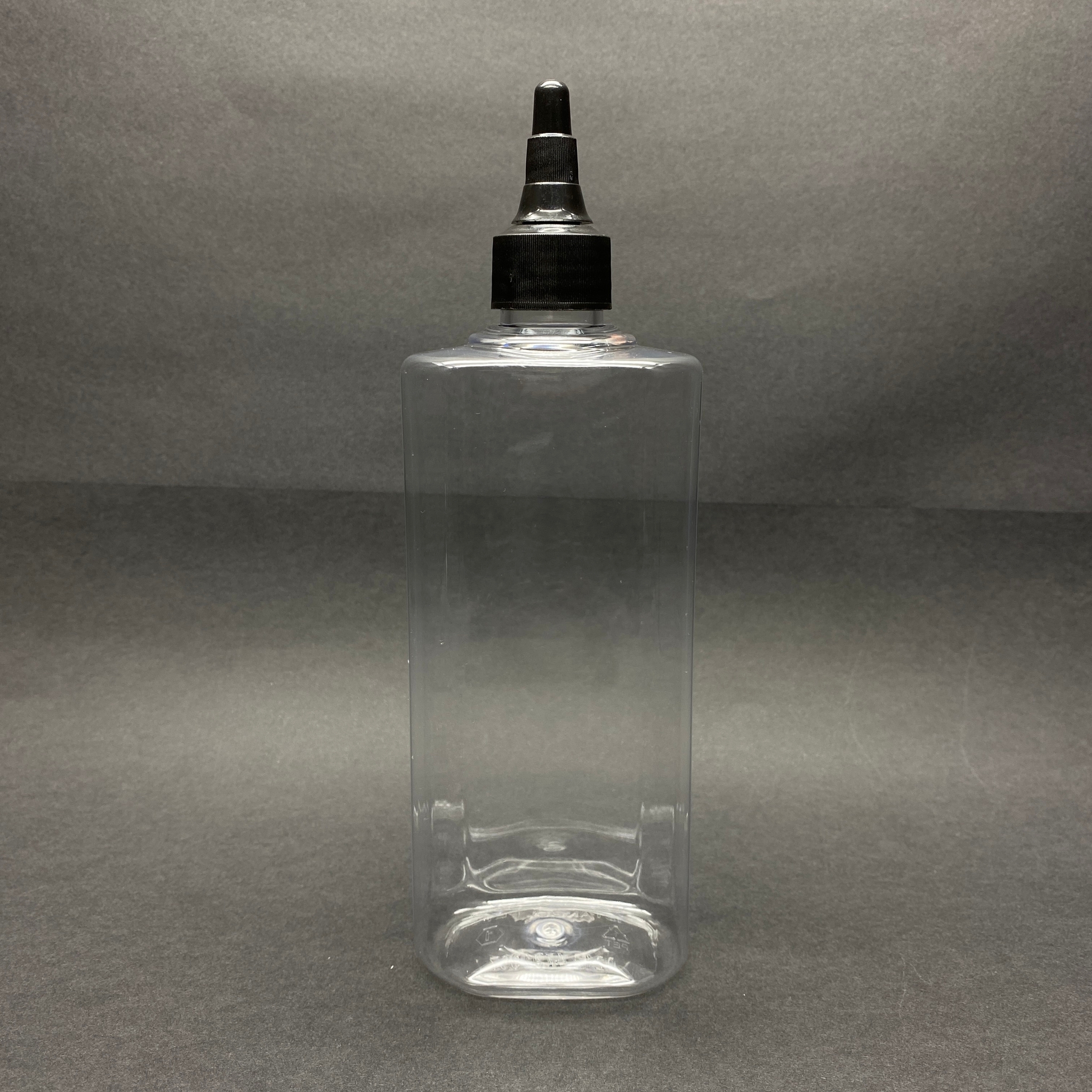 400 Cc Yassı Model Pet Şişe - Siyah Asansör Kapaklı - 400 Ml Akıtıcılı Boş Plastik Şişe