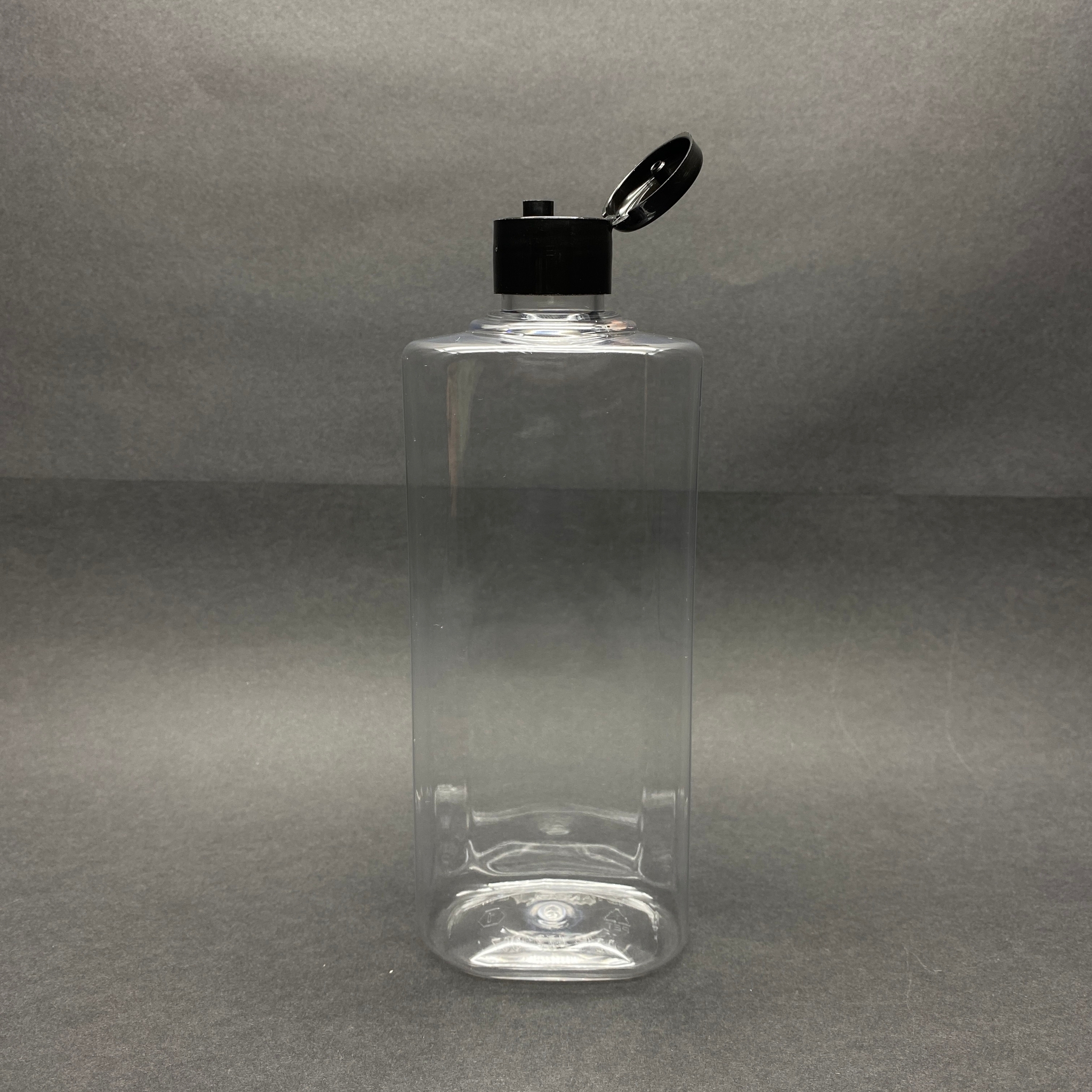 400 Cc Yassı Model Pet Şişe - Siyah Fliptop Akıtıcı Kapaklı - 400 Ml Akıtıcılı Boş Plastik Şişe