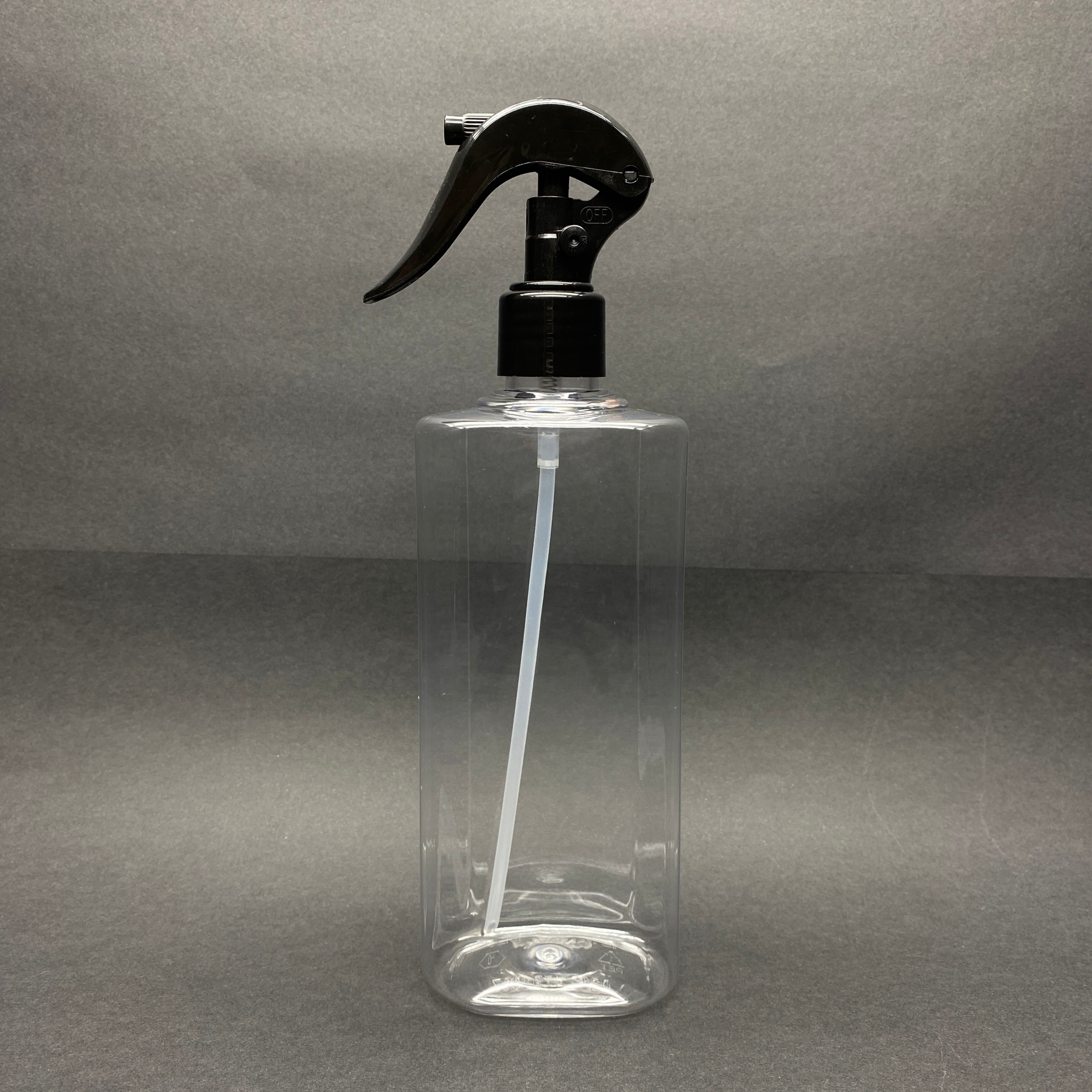 400 Cc Yassı Model Pet Şişe - Siyah Triger Spreyli  - 400 Ml Plastik Spreyli Şişe  - Triger Spreyli Boş Pet Şişe