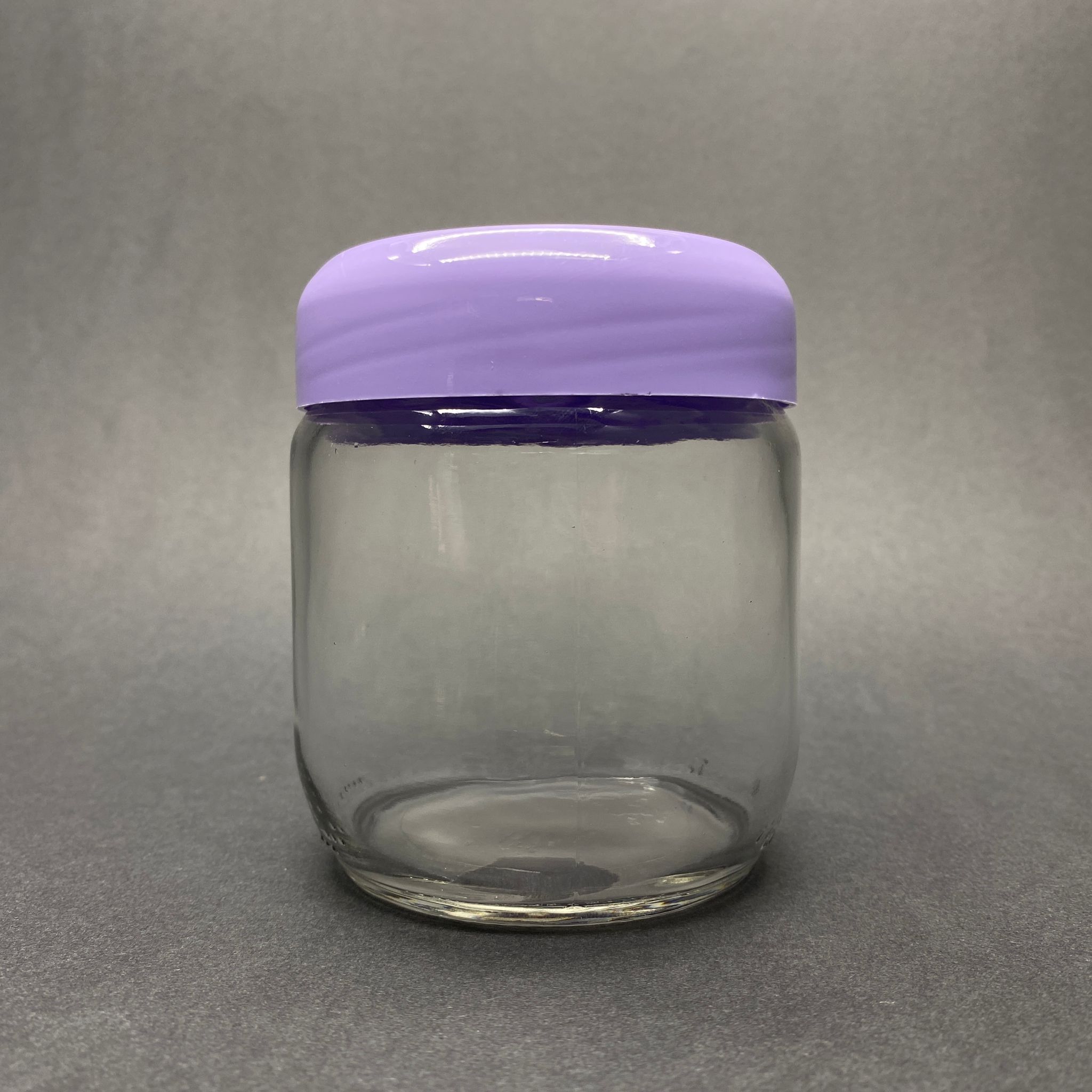 425 Cc Cam Kavanoz - Lila Plastik Kapaklı - 425 Ml Cam Kavanoz