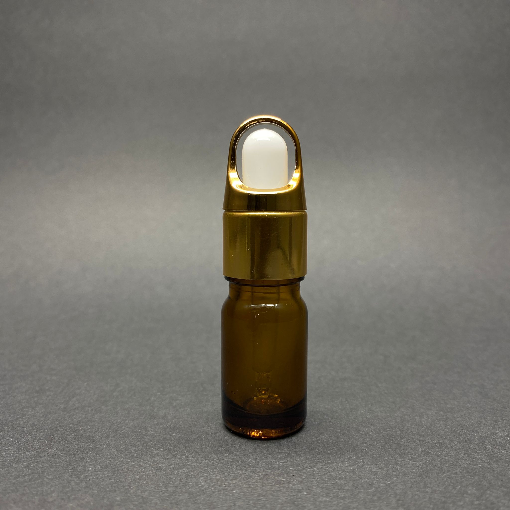 5 Cc Amber Cam Damlalıklı Şişe - Beyaz Emzik - Gold Flower Sepet Model Metalik Kapak - 5 Ml Cam Damlalıklı Şişe
