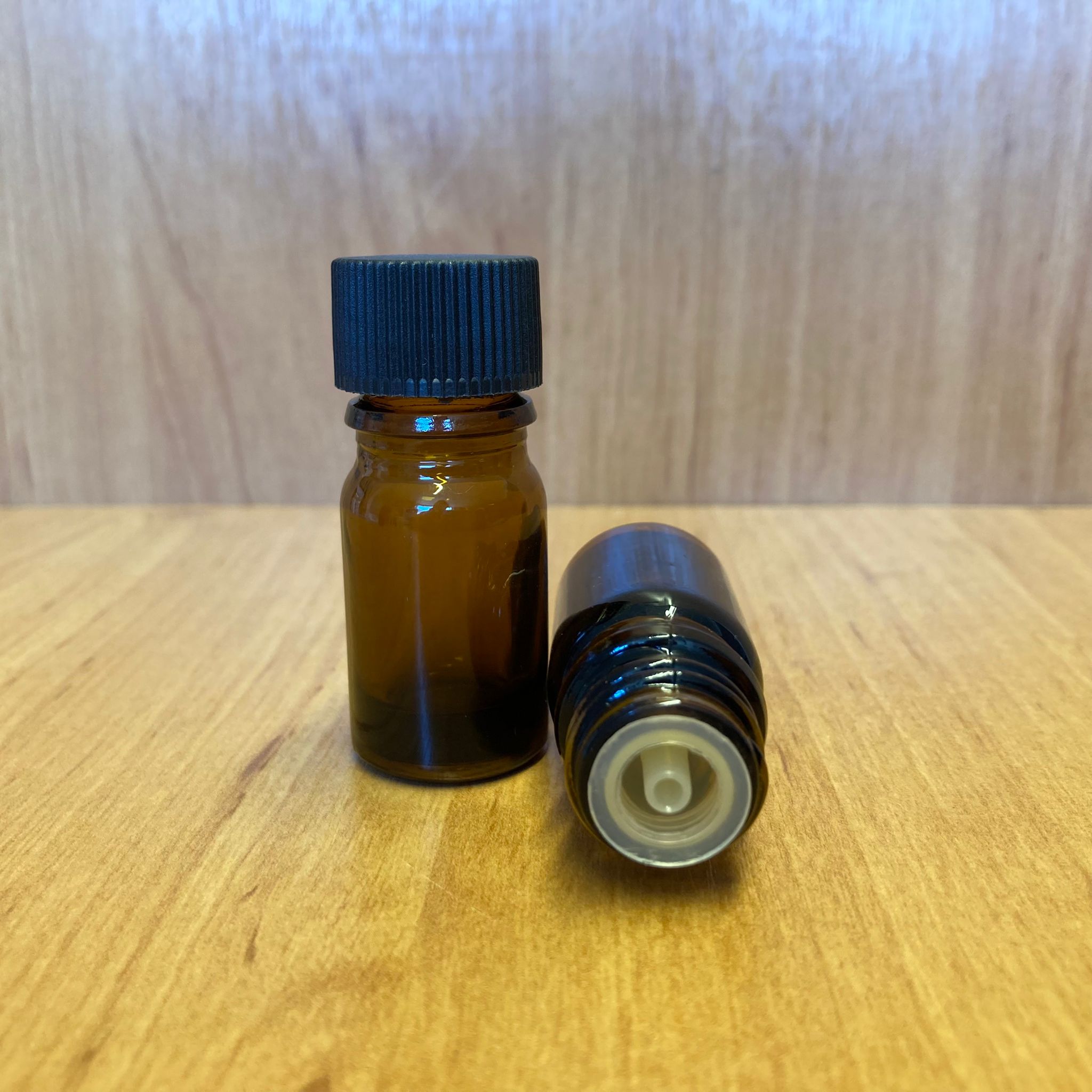 5 Cc Amber İçten Damlalıklı - Siyah Plastik Kapaklı Cam Şişe - 5 Ml Kolonya Tıpalı Cam Şişe