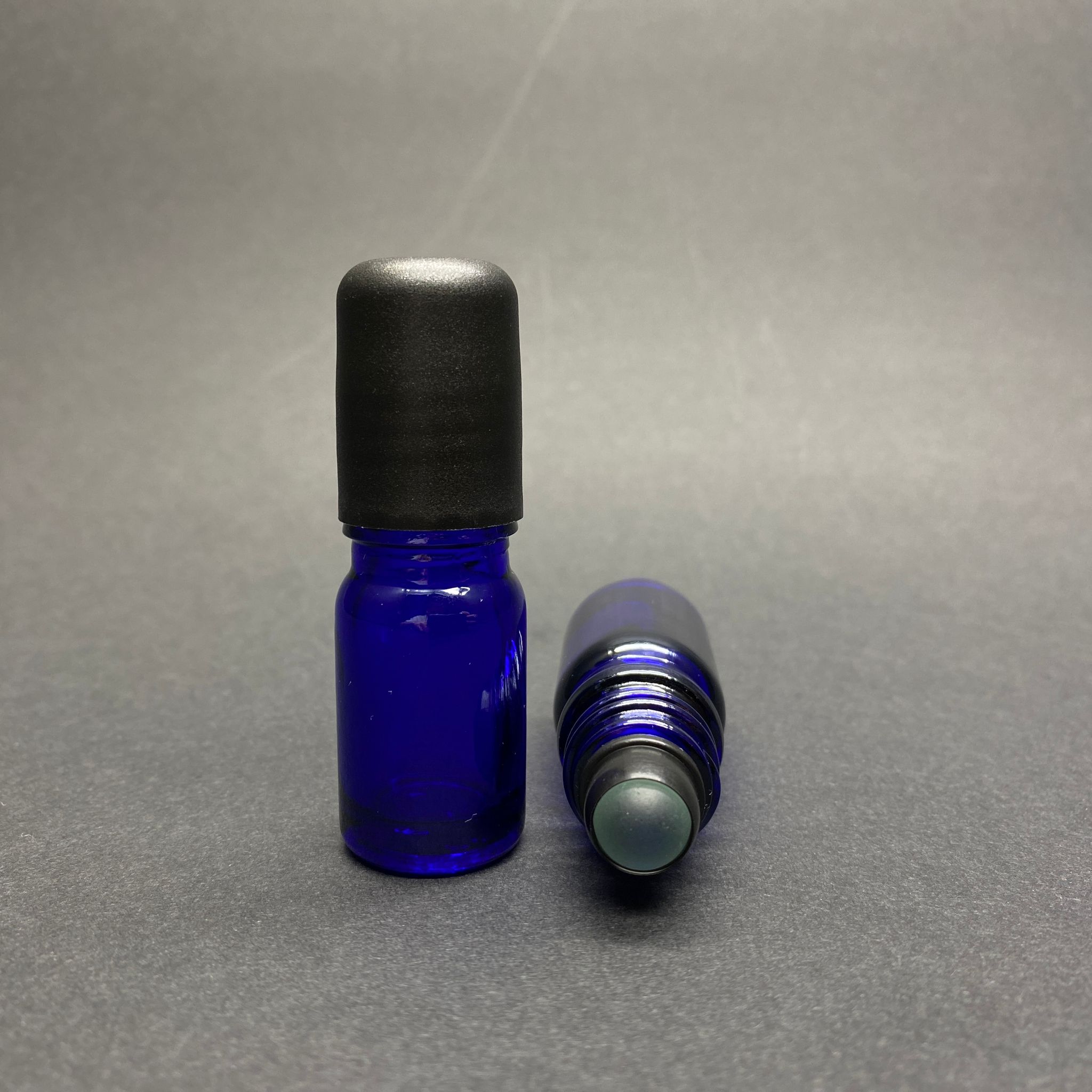 5 Cc Mavi Cam Roll-On Şişesi - Siyah Kapaklı -  5 Ml Cam Bilyeli Şişe - Cam Roll On Şişe - Cam Esans Şişesi