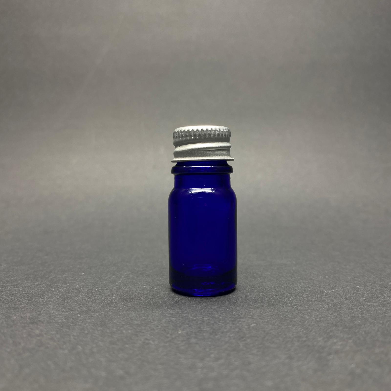 5 Cc Mavi Cam Şişe - Gümüş Contalı Metal Kapaklı - 5 Ml Mavi Cam Şişe