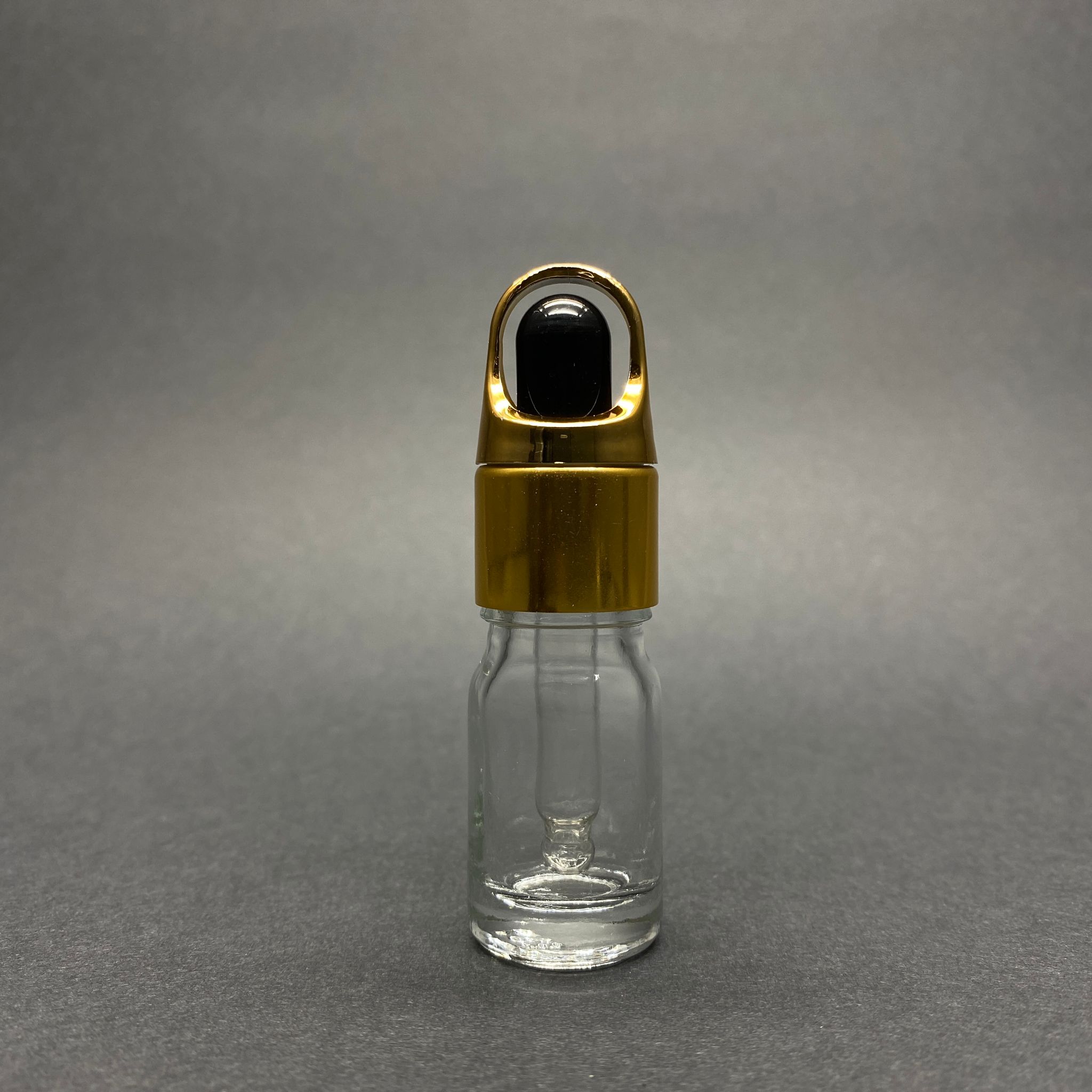 5 Cc Şeffaf Cam Damlalıklı Şişe - Siyah Emzik - Gold Flower Sepet Model Metalik Kapak - 5 Ml Cam Damlalıklı Şişe