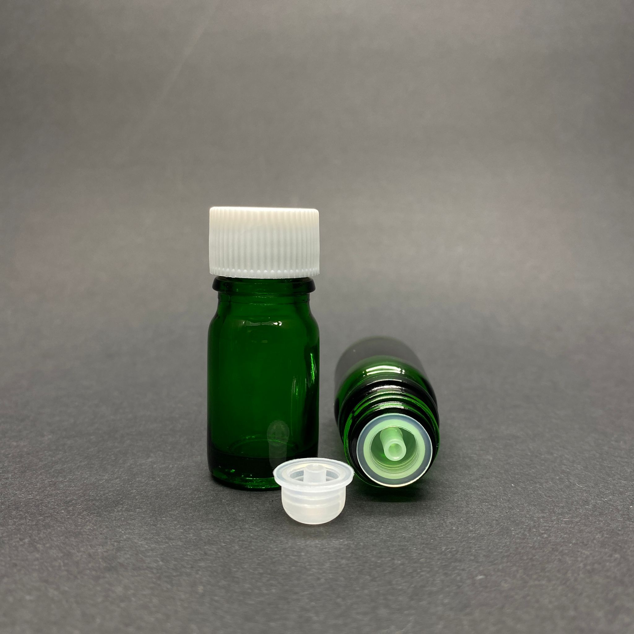 5 Cc Yeşil İçten Damlalıklı (Opsiyonel Damlalık) - Beyaz Kapaklı Cam Şişe - 5 Ml Kolonya Tıpalı Cam Şişe