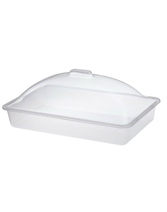 5 No Dikdörtgen Gıda Kabı - Mika Lokumluk - Fanus Kapaklı (Şarküteri, Fırın, Pastanelerde Vs Kullanılır) 50X31 Cm En Boy 20 Cm Yükseklik (Hacmi 9500 Cc)
