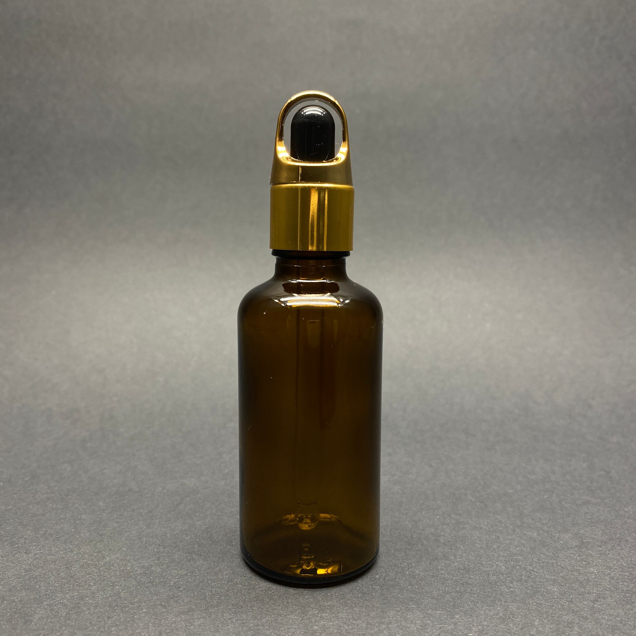 50 Cc Amber Cam Damlalıklı Şişe - Siyah Emzik - Gold Flower Sepet Model Metalik Kapak - 50 Ml Cam Damlalıklı Şişe