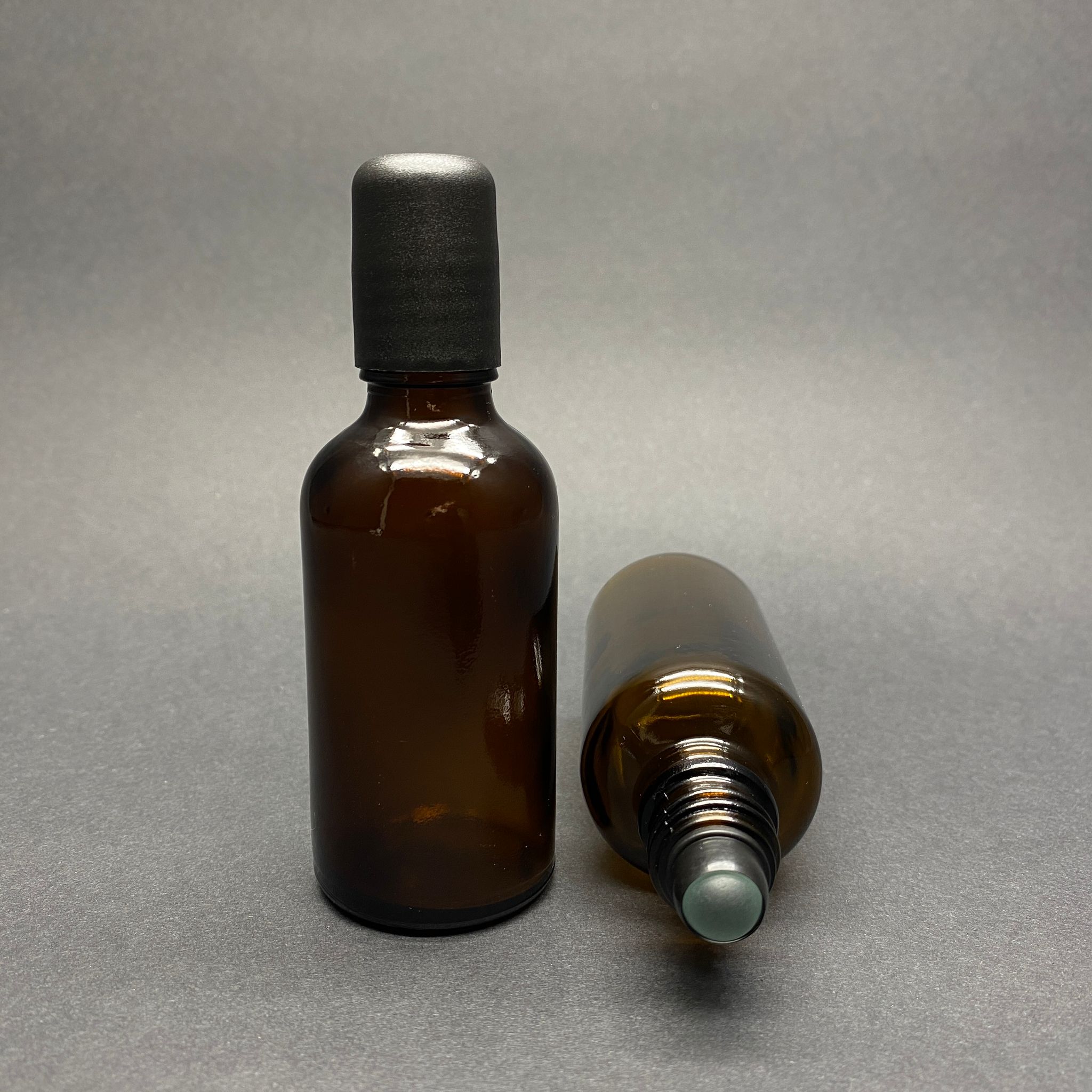50 Cc Amber Cam Roll-On Şişesi - Siyah Kapaklı -  50 Ml Cam Bilyeli Şişe - Cam Roll On Şişe - Cam Esans Şişesi