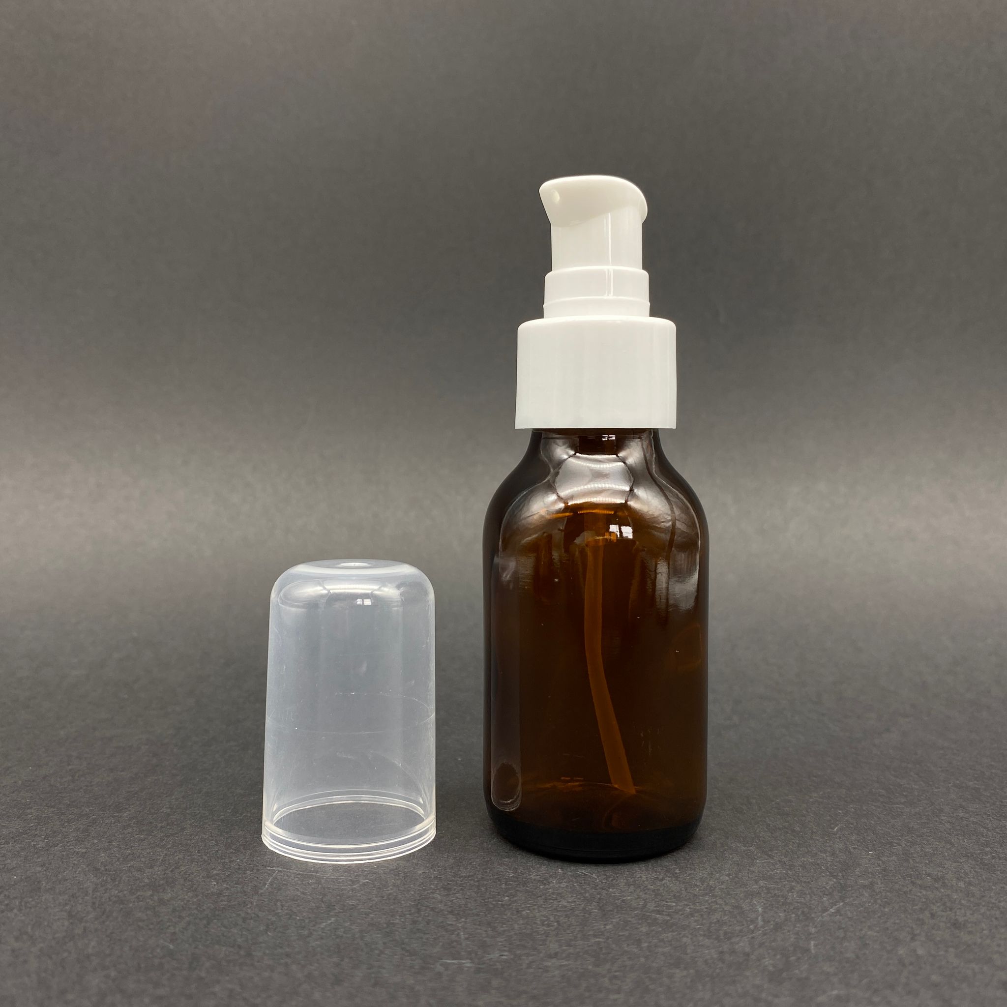 50 Cc Amber Cam Şişe - Beyaz Losyon Pompalı  - 50 Ml Kahverengi Pompalı Cam Şişe (Yoğun Kıvamlı Sıvılarda Tıkanmaz)