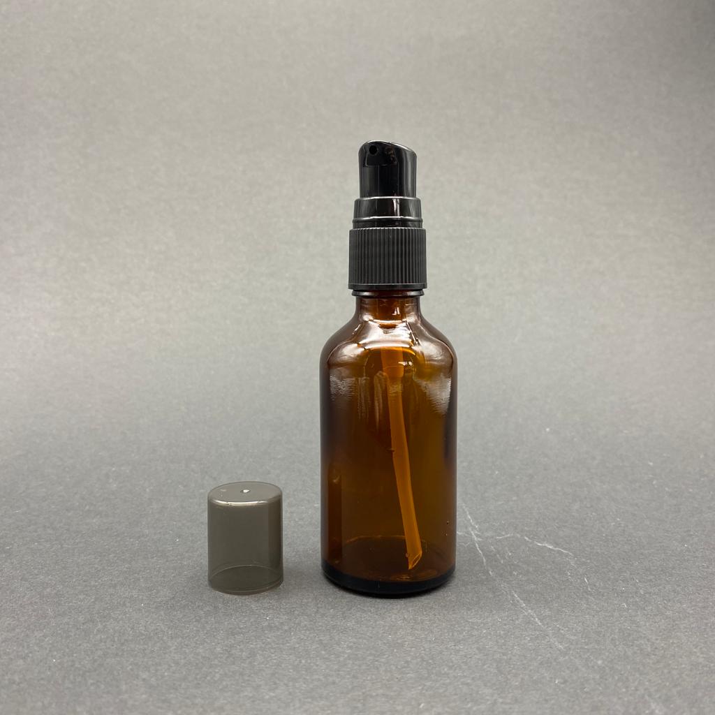 50 Cc Amber Cam Şişe Siyah Losyon Pompalı Takım - 50 Ml Pompalı Cam Şişe