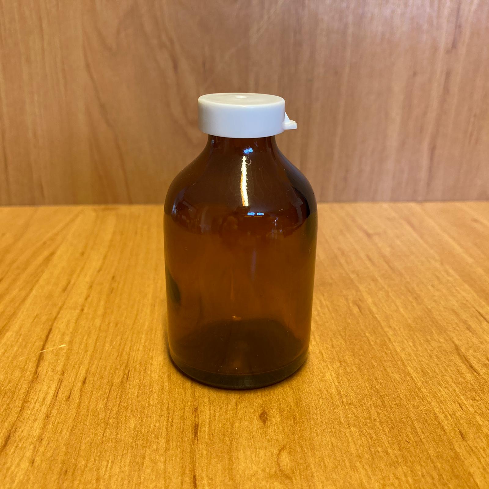 50 Cc Amber Flakon Penisilin Şişesi - Beyaz Kapaklı - 50 Ml Kapaklı Kahverengi Cam Şişe - Sızdırmaz - Elle Kapanır