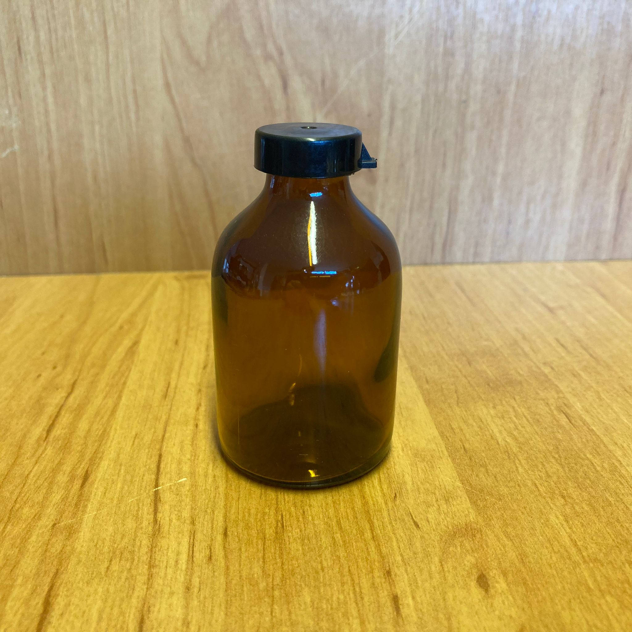 50 Cc Amber Flakon Penisilin Şişesi - Siyah Kapaklı - 50 Ml Kapaklı Kahverengi Cam Şişe - Sızdırmaz - Elle Kapanır
