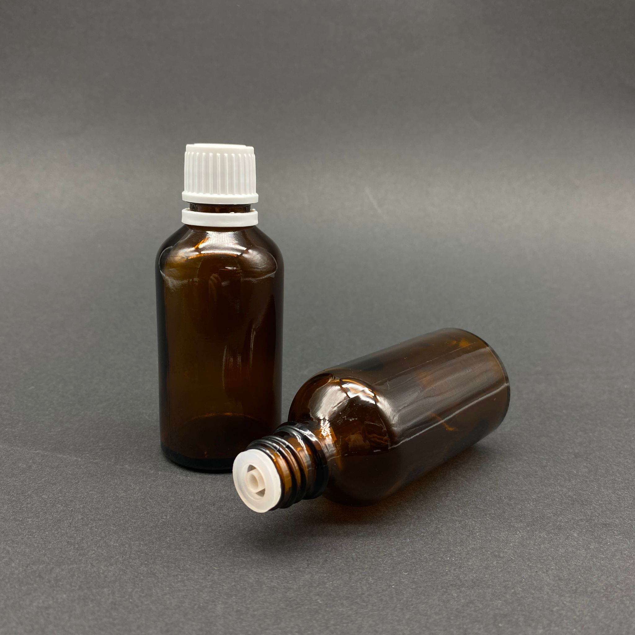 50 Cc Amber İçten Damlalıklı - Beyaz Kilit Kapaklı Cam Şişe - 50 Ml Kahverengi Yeni İçten Damlalıklı Cam Şişe