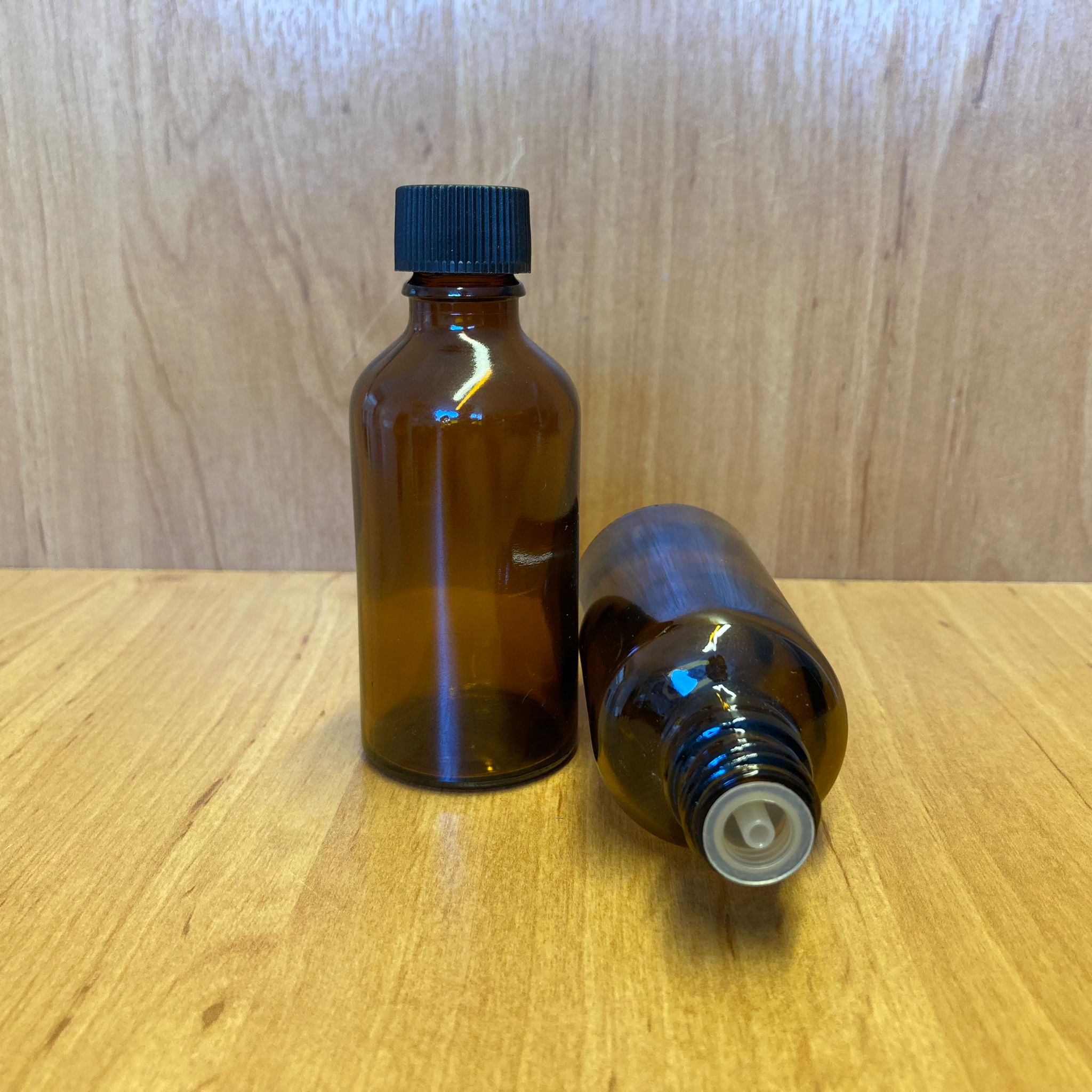 50 Cc Amber İçten Damlalıklı - Siyah Plastik Kapaklı Cam Şişe - 50 Ml Kolonya Tıpalı Cam Şişe