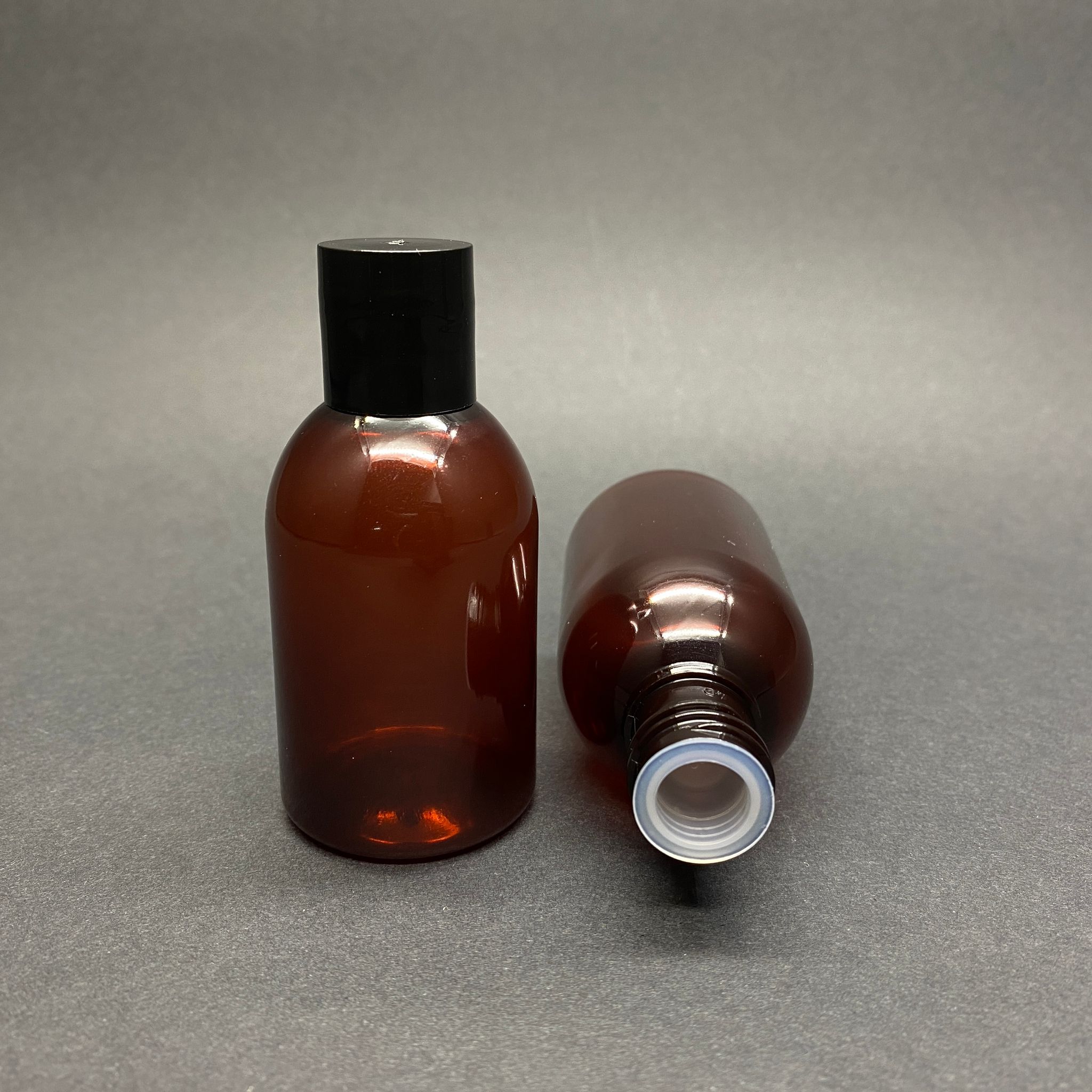 50 Cc Amber Pet Şişe - Siyah Kapaklı + Kör Tıpalı - 50 Ml Kahverengi Plastik Şişe