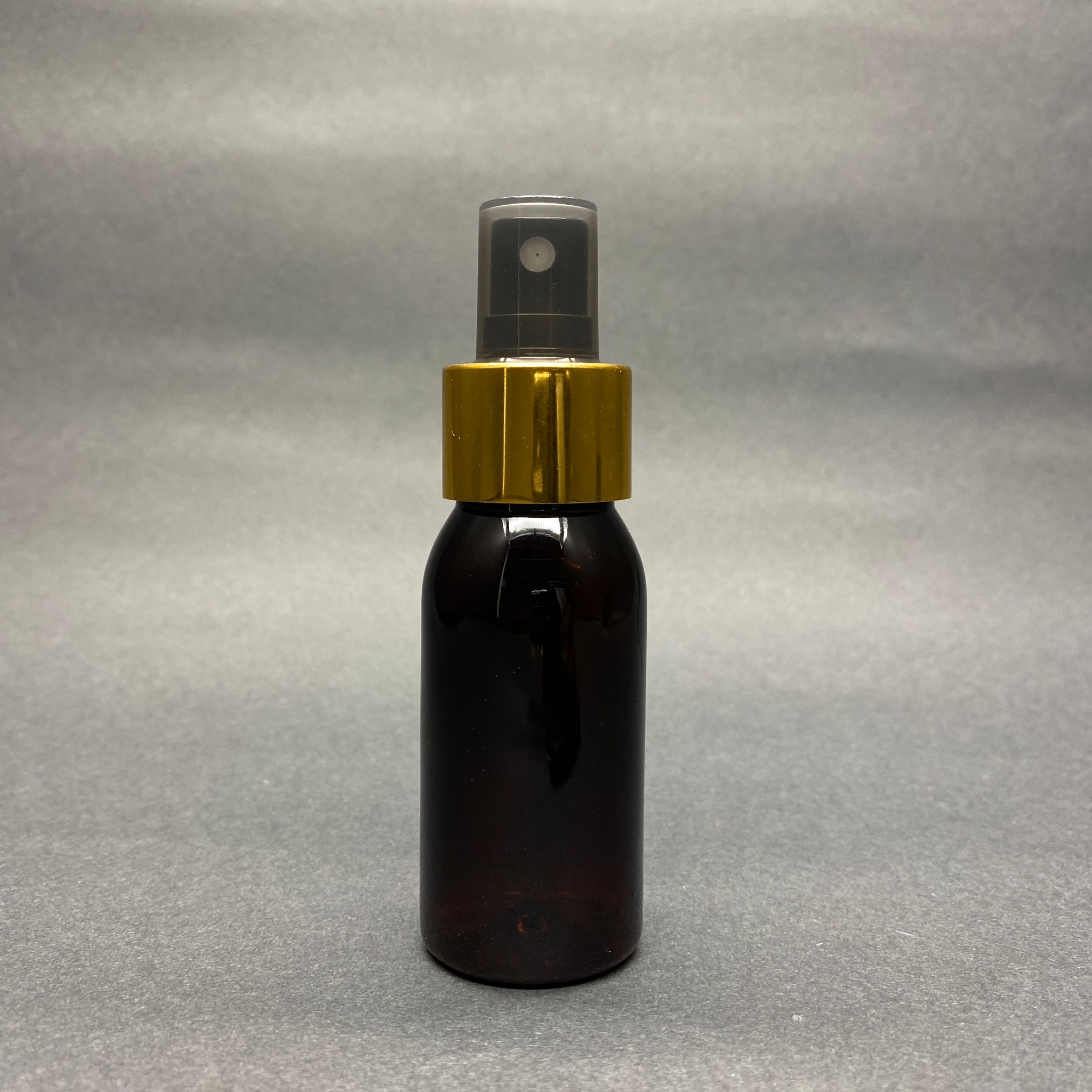 50 Cc Amber Sert Model Pet Şişe  - Gold Metal Spreyli  - 50 Ml Kahverengi Spreyli Plastik Şişe