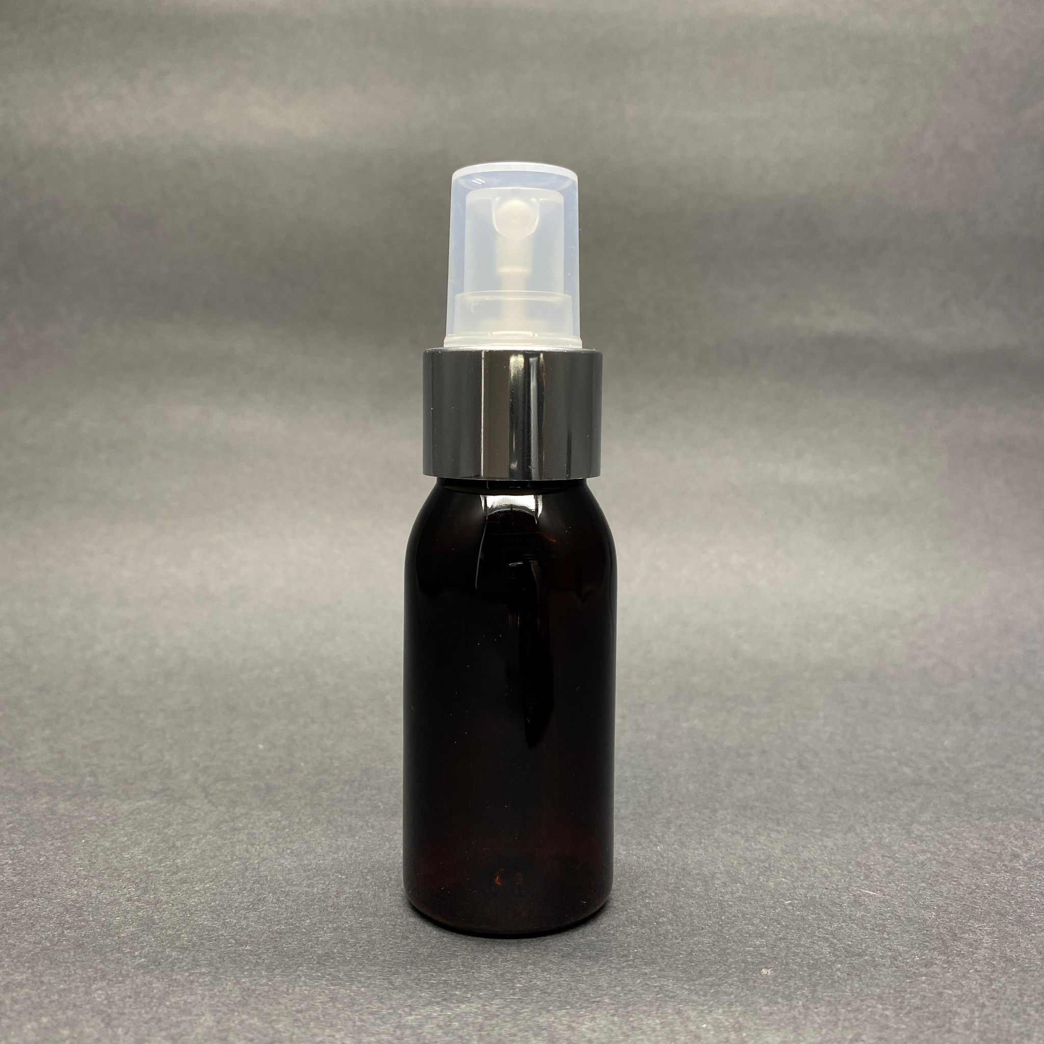 50 Cc Amber Sert Model Pet Şişe  - Gümüş Metal Spreyli  - 50 Ml Kahverengi Spreyli Plastik Şişe