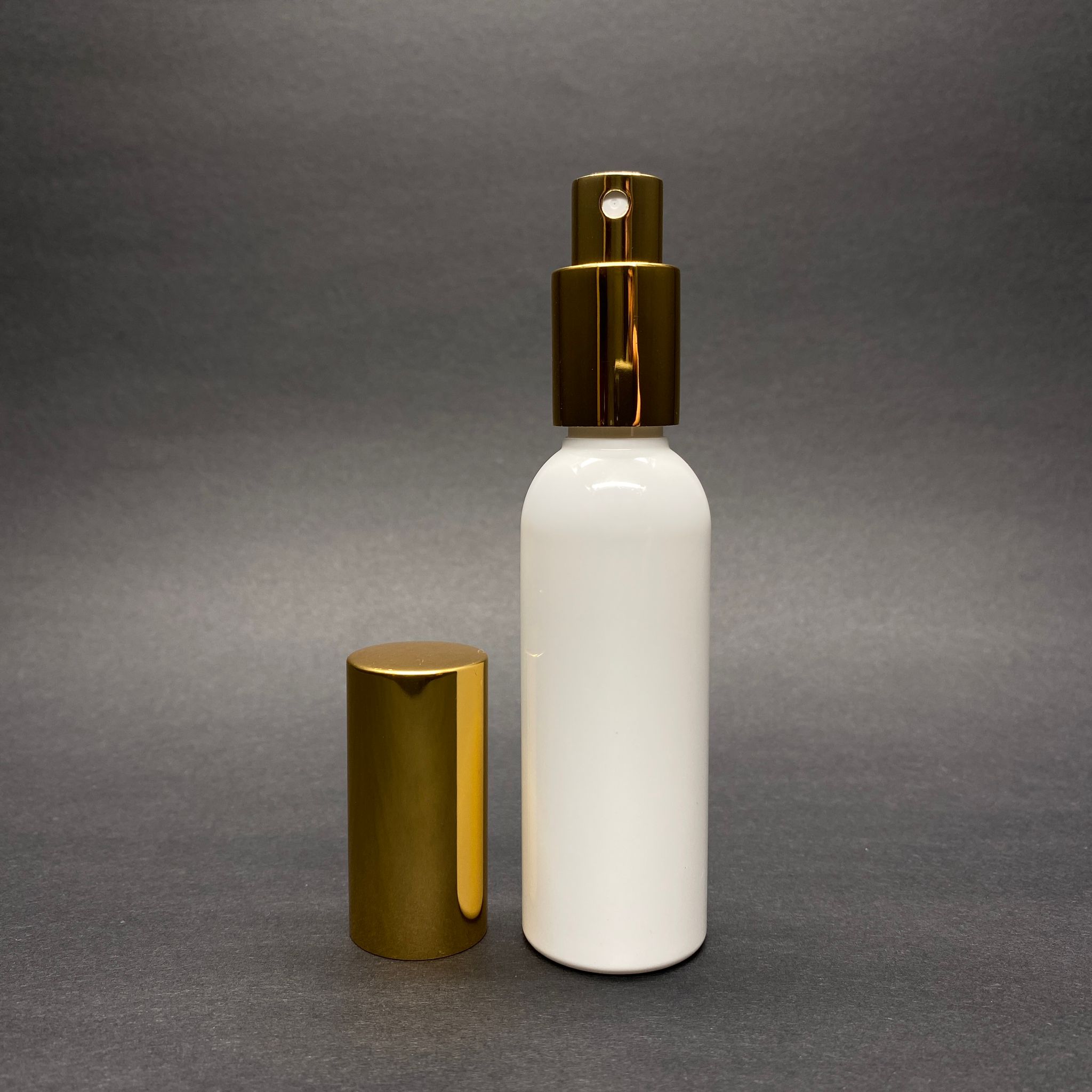 50 Cc Beyaz  Lüx Gold Metal Spreyli Pet Parfüm Şişesi - 50 Ml Beyaz Pet Sprey Şişe